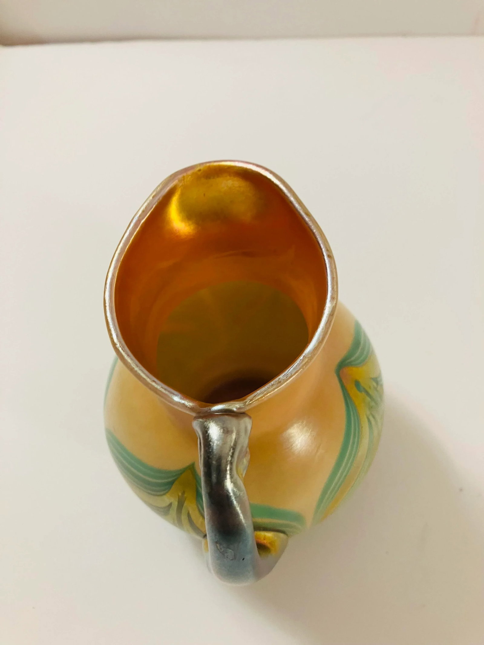 Antique American Art Glass Pitcher Signed Kew Blas - 2