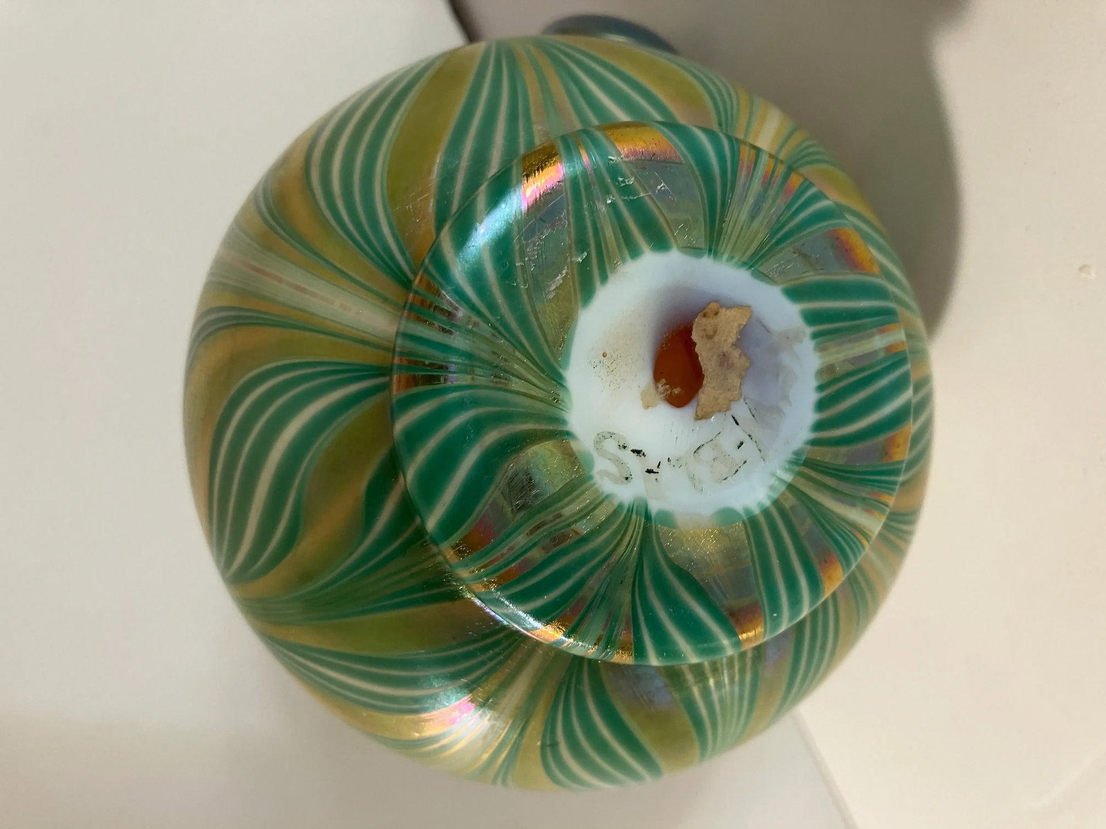 Antique American Art Glass Pitcher Signed Kew Blas - 7