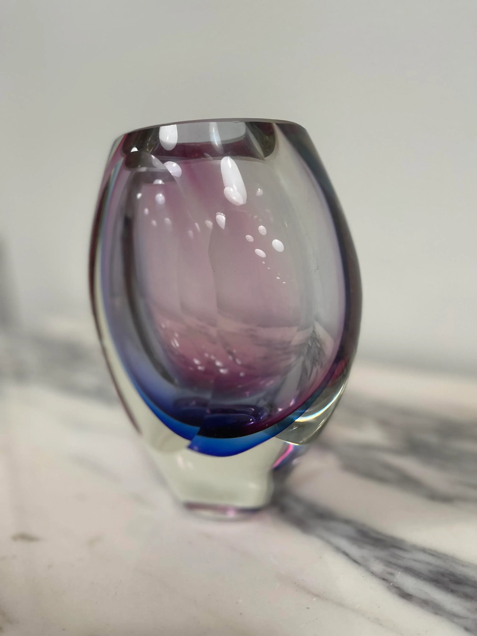 Purple & Blue Cased Glass Murano Styled Vase - 10