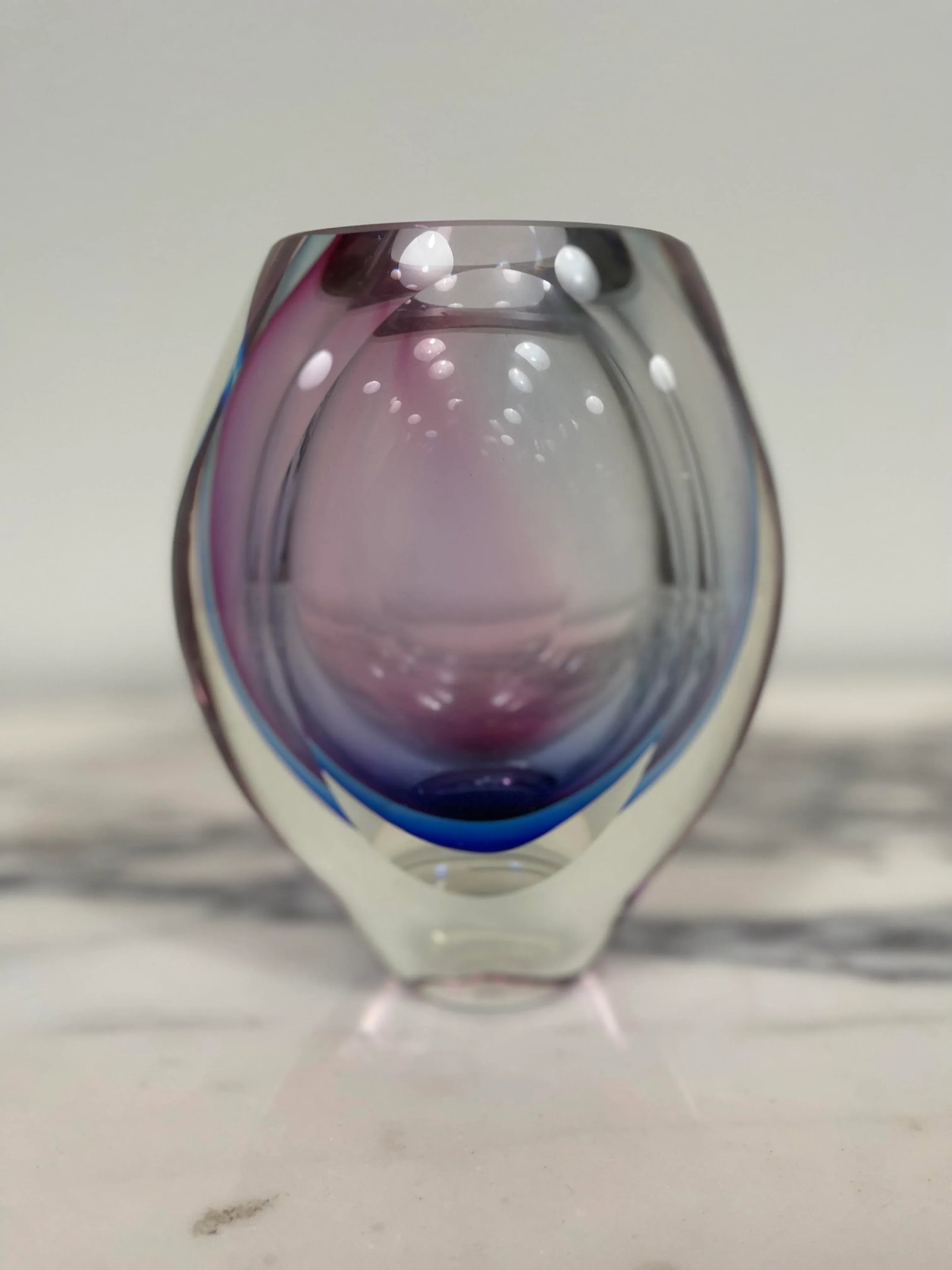 Purple & Blue Cased Glass Murano Styled Vase - 5