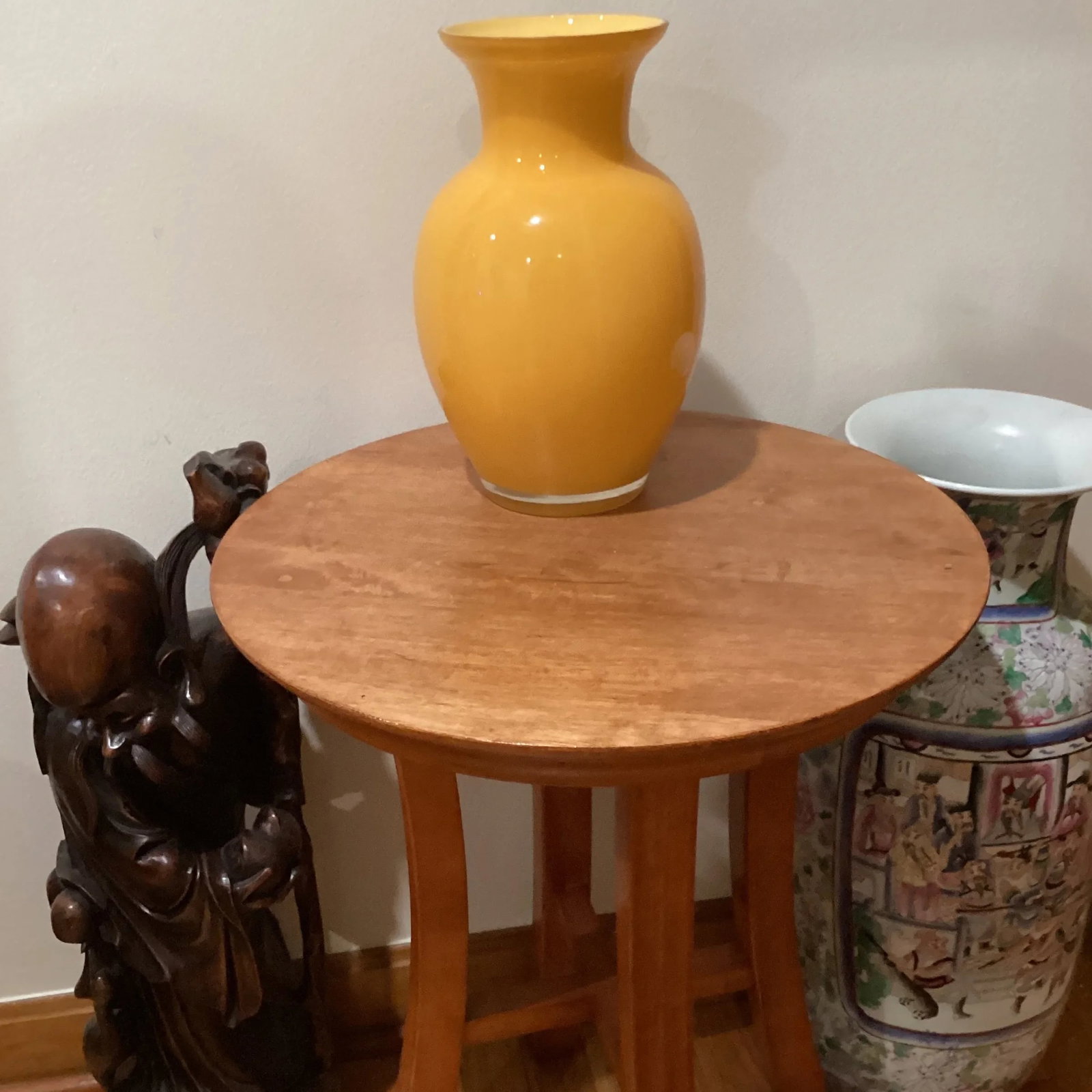 Mid Century Hand Blown Murano Glass Amber Vase - 11