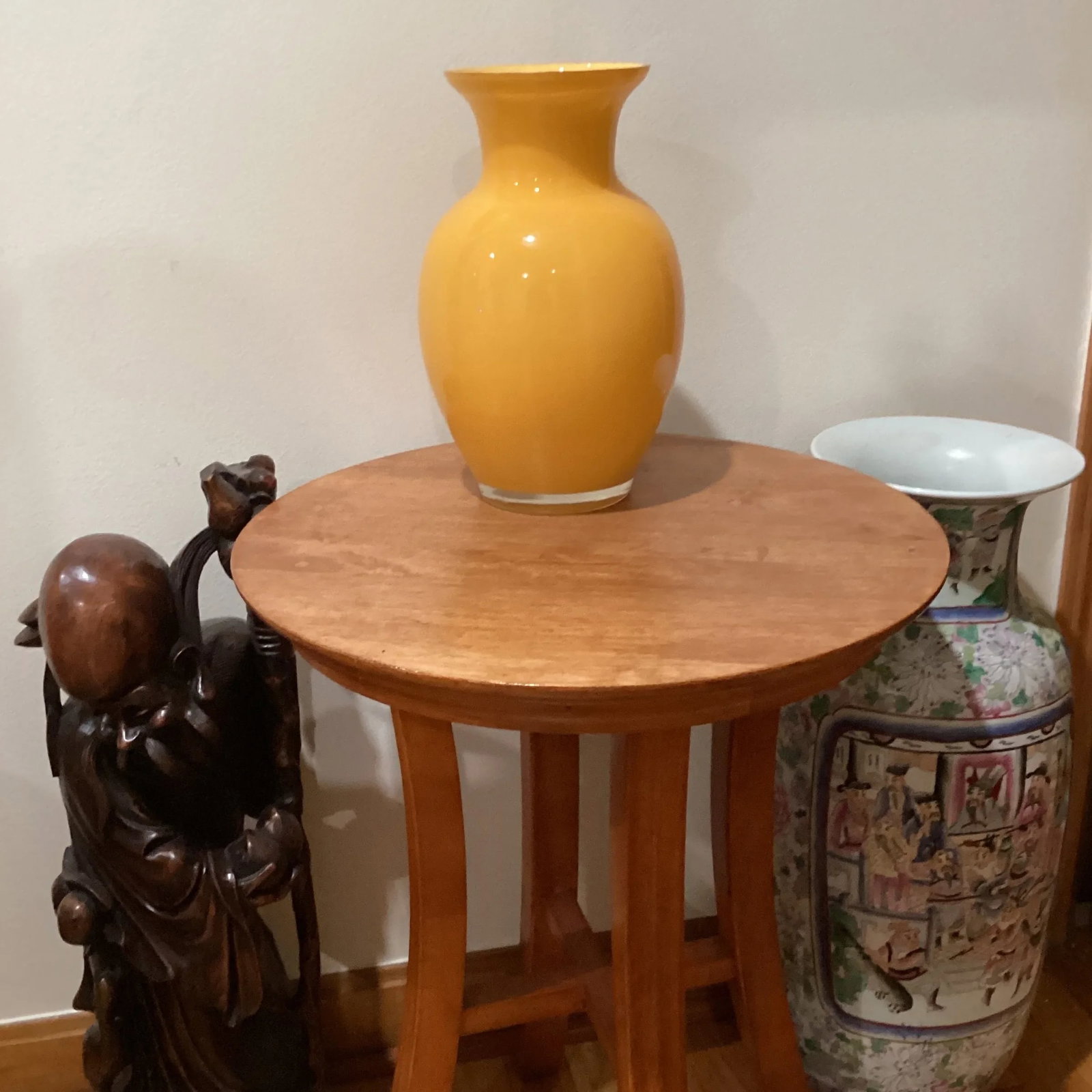 Mid Century Hand Blown Murano Glass Amber Vase - 12