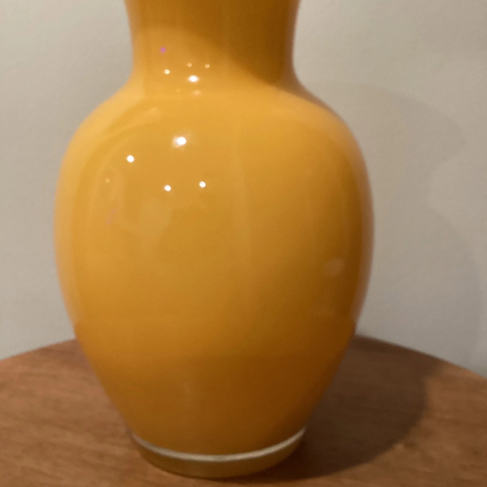Mid Century Hand Blown Murano Glass Amber Vase - 2