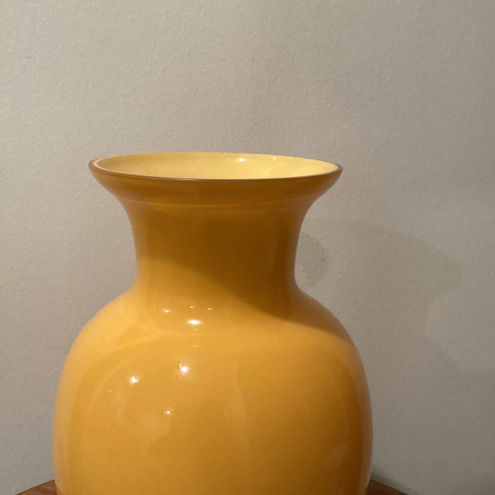 Mid Century Hand Blown Murano Glass Amber Vase - 3