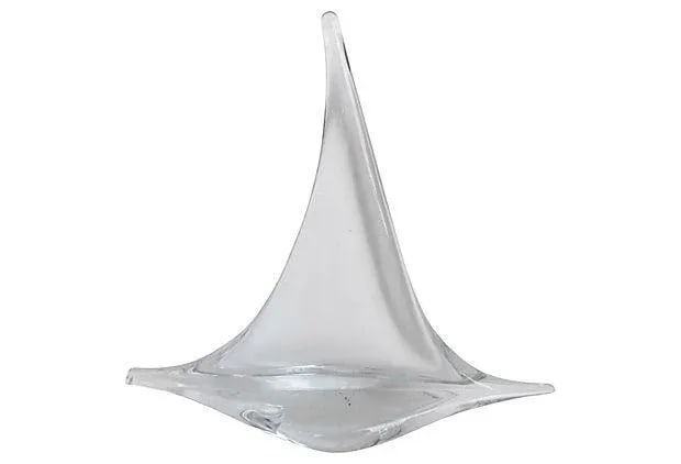 Crystal Modernist Sailboat Signed: Modernist-style crystal sailboat. Maker's mark on underside. Light wear. Condition: Condition Notes: Excellent - Minor wear consistent with age and history Materials & Techniques: Crystal