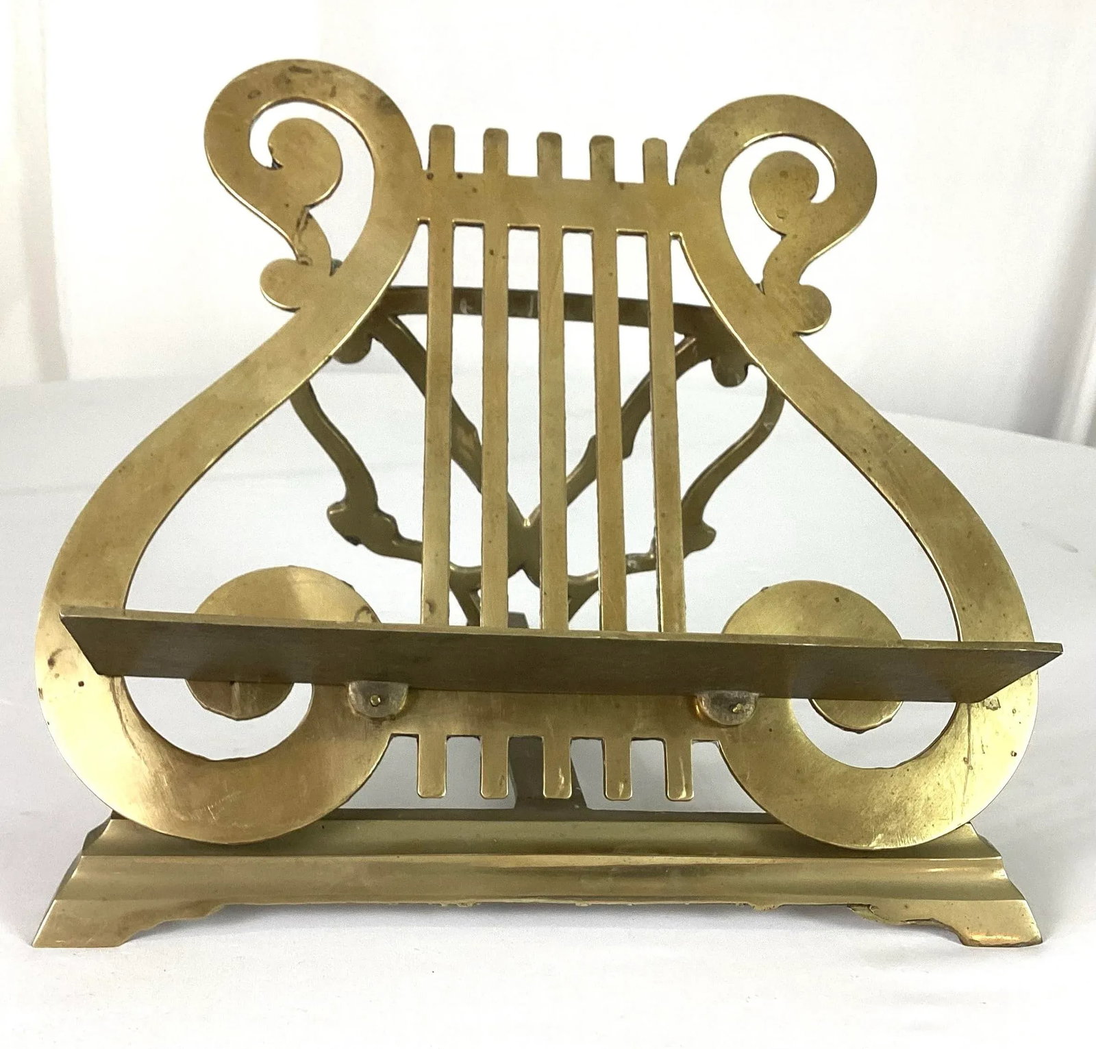 1940s English Brass Lyre Shaped-Music Stand or Book Lectern - 3