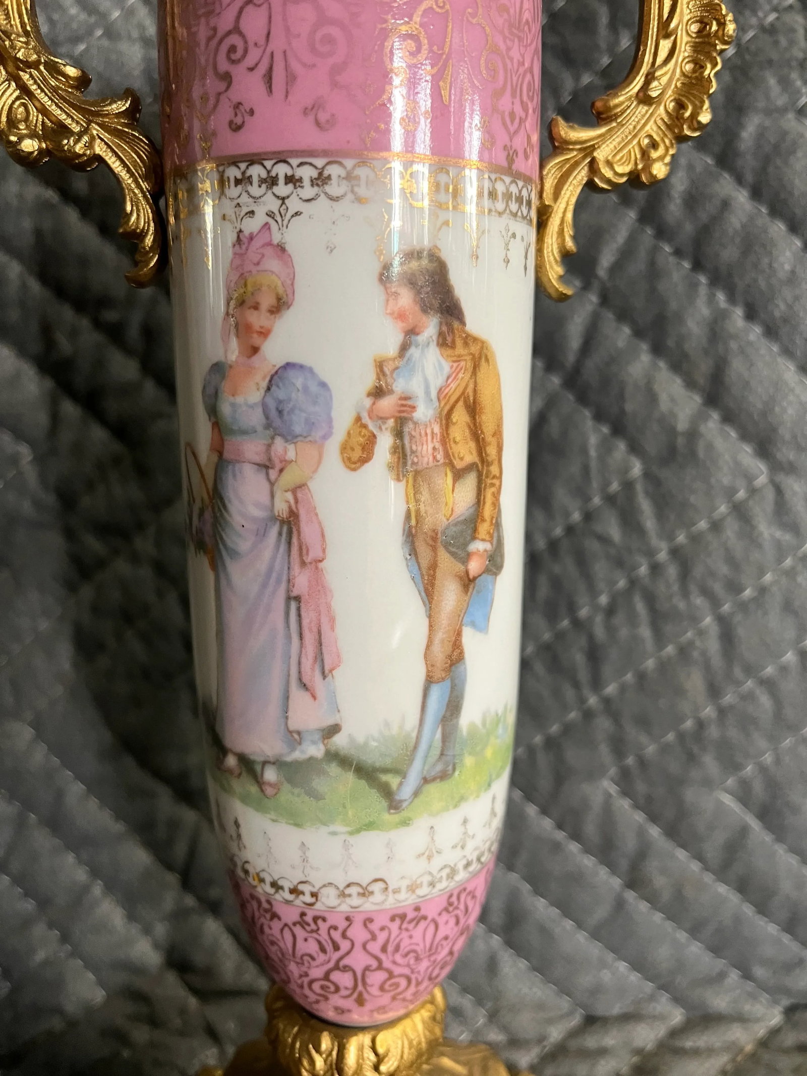 Early 20th Century French Porcelain Faux Vase With Gilt Bronze Handles - 2