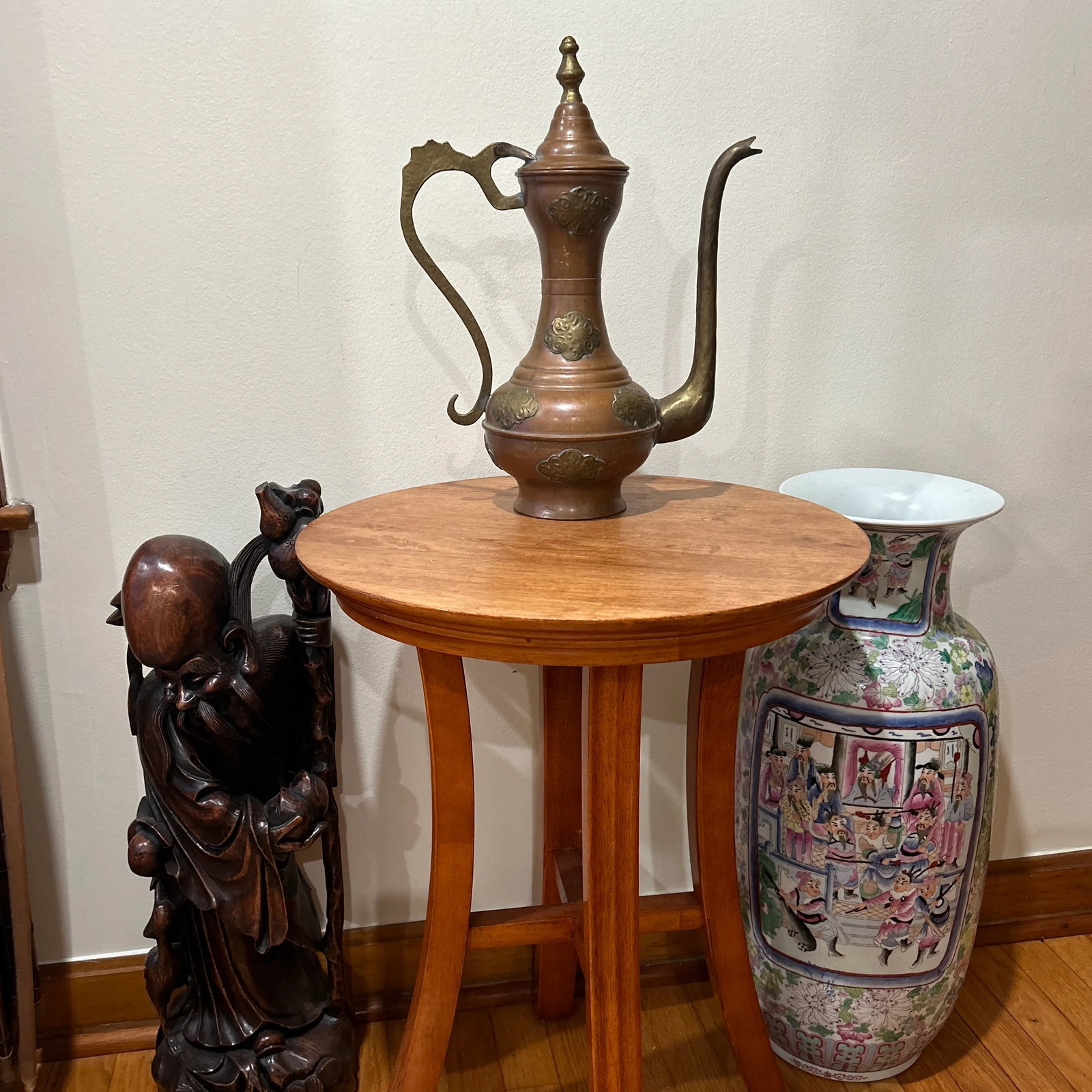 Antique Middle Eastern Dallah Turkish Ottoman Copper With Bronze Coffee Pot - 11