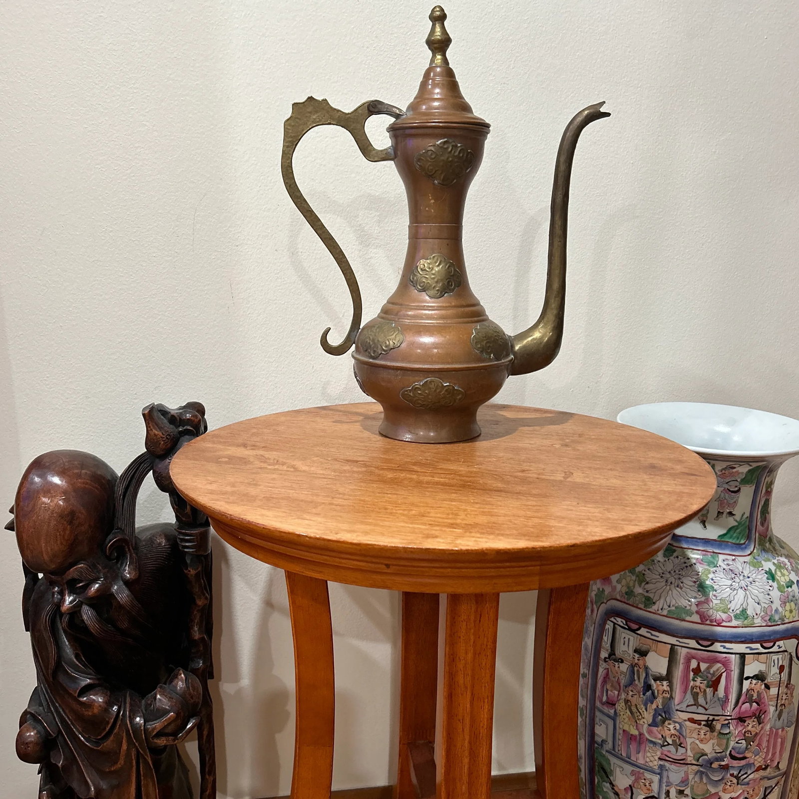 Antique Middle Eastern Dallah Turkish Ottoman Copper With Bronze Coffee Pot - 12