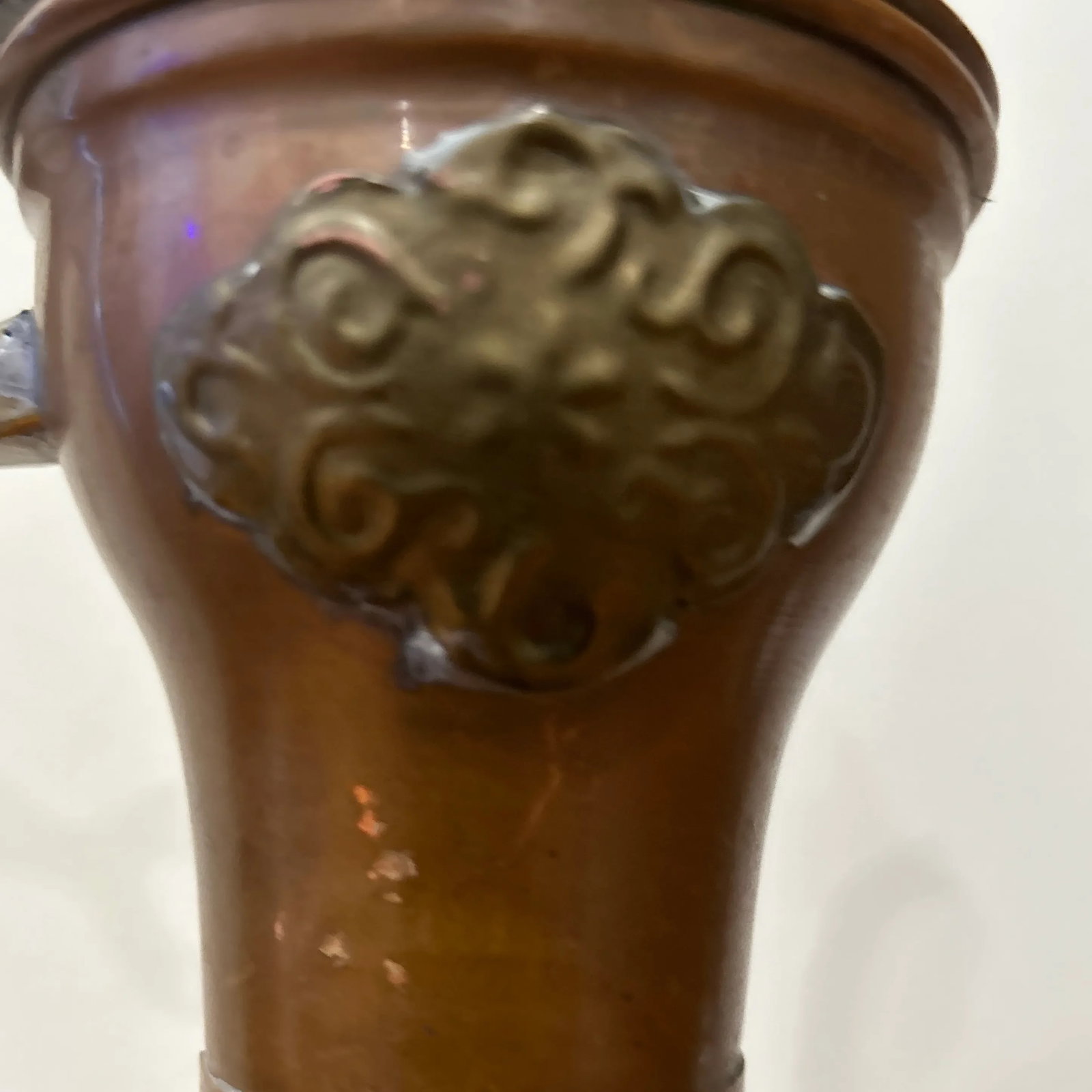 Antique Middle Eastern Dallah Turkish Ottoman Copper With Bronze Coffee Pot - 5