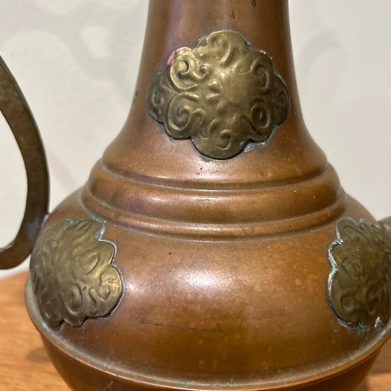 Antique Middle Eastern Dallah Turkish Ottoman Copper With Bronze Coffee Pot - 6