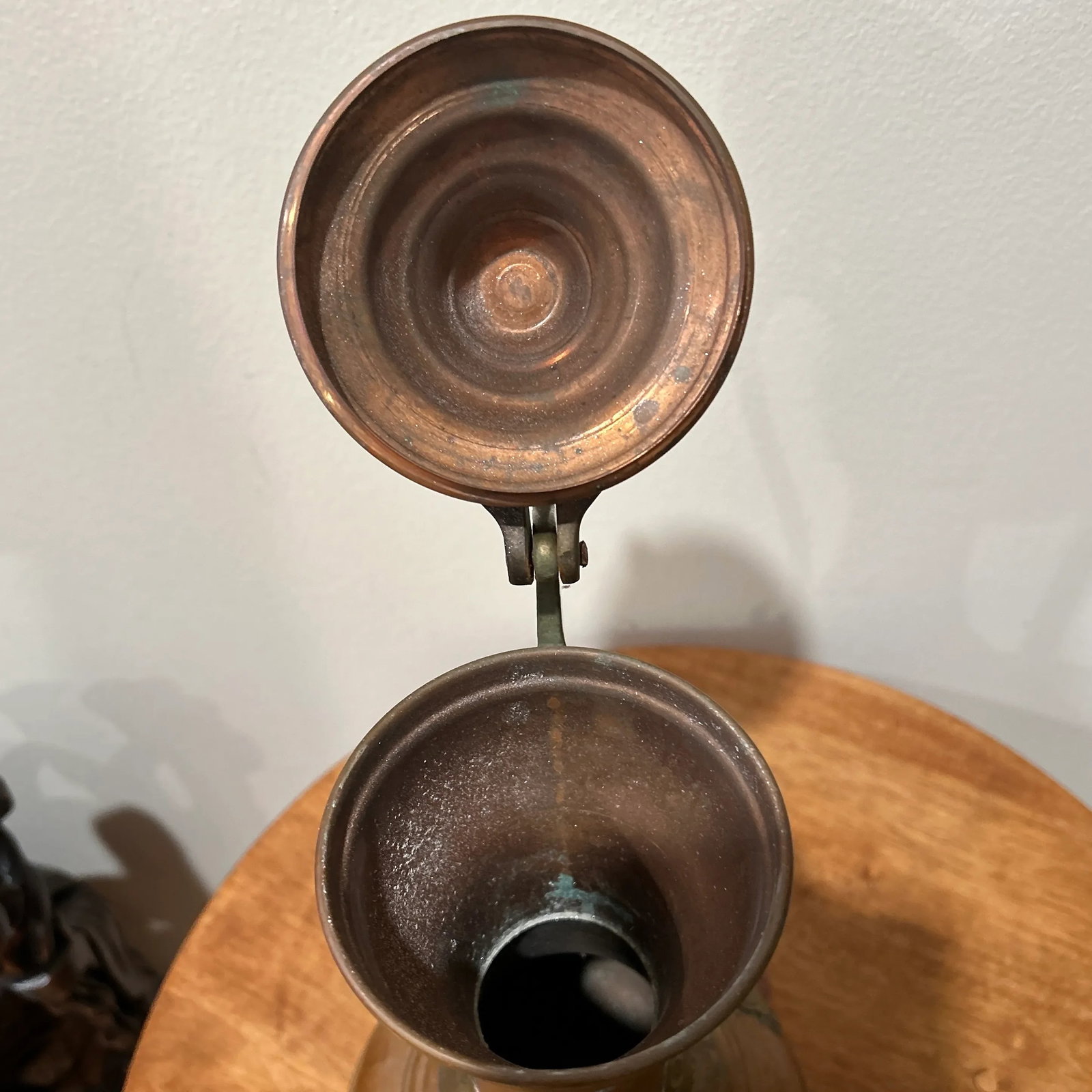 Antique Middle Eastern Dallah Turkish Ottoman Copper With Bronze Coffee Pot - 9