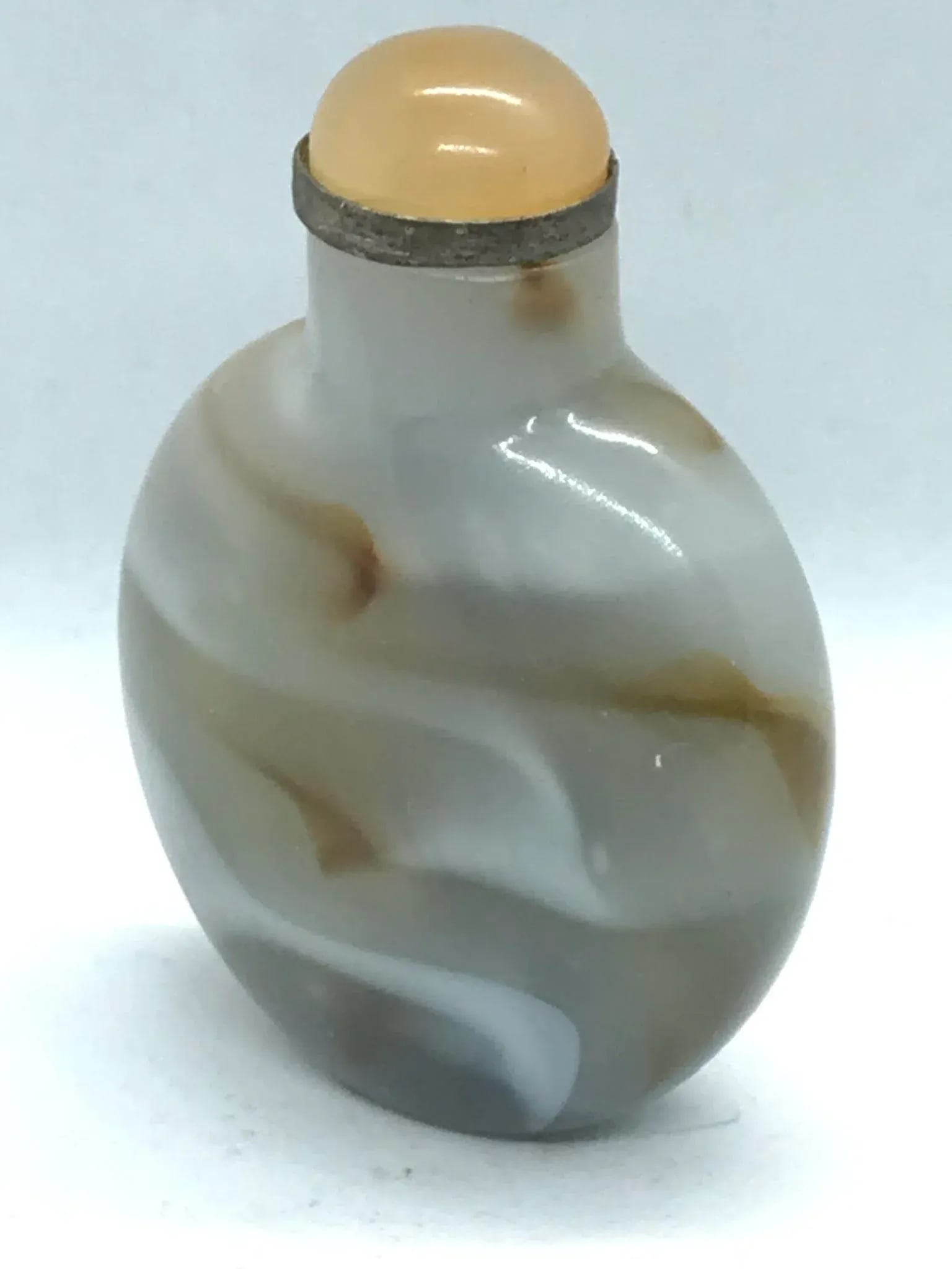 Vintage Glass Snuff Bottle Imitating Banded Agate - 2