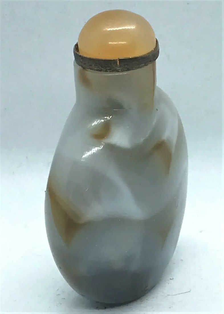 Vintage Glass Snuff Bottle Imitating Banded Agate - 3