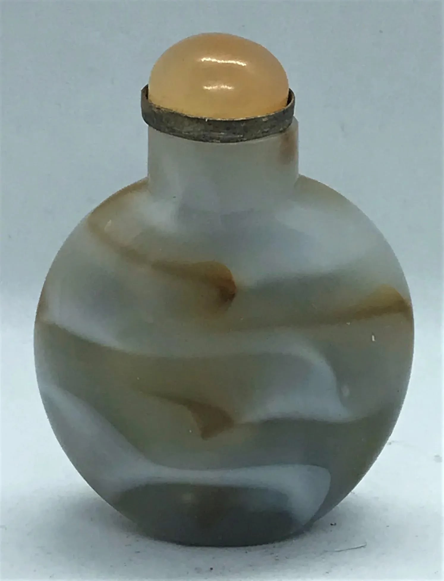 Vintage Glass Snuff Bottle Imitating Banded Agate - 4