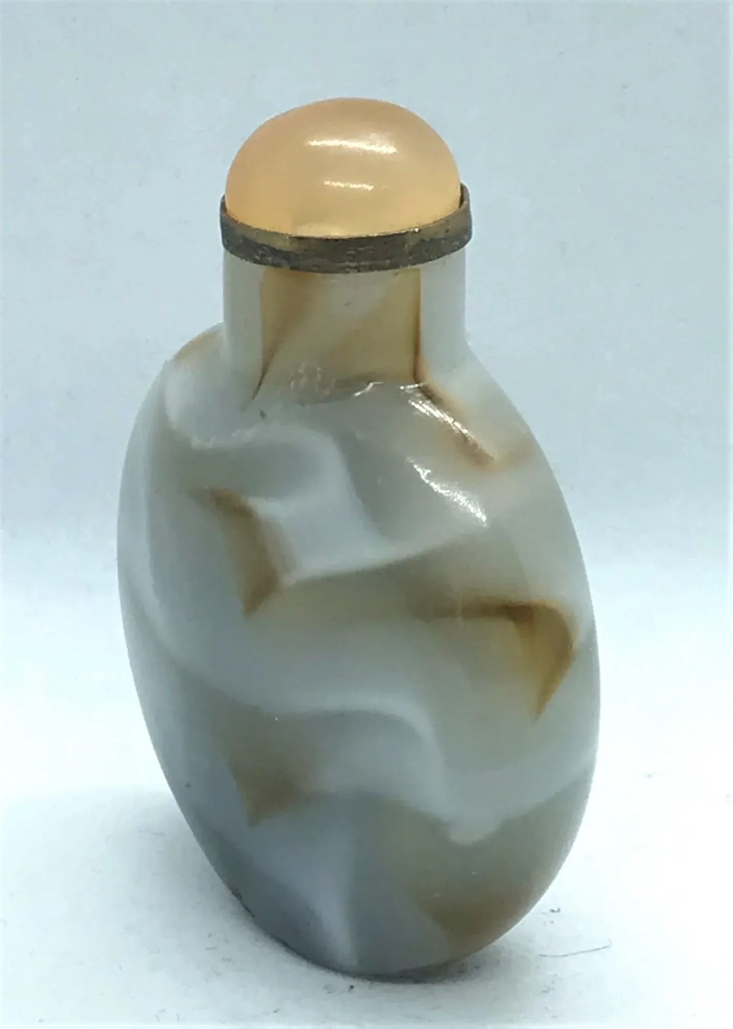 Vintage Glass Snuff Bottle Imitating Banded Agate - 6