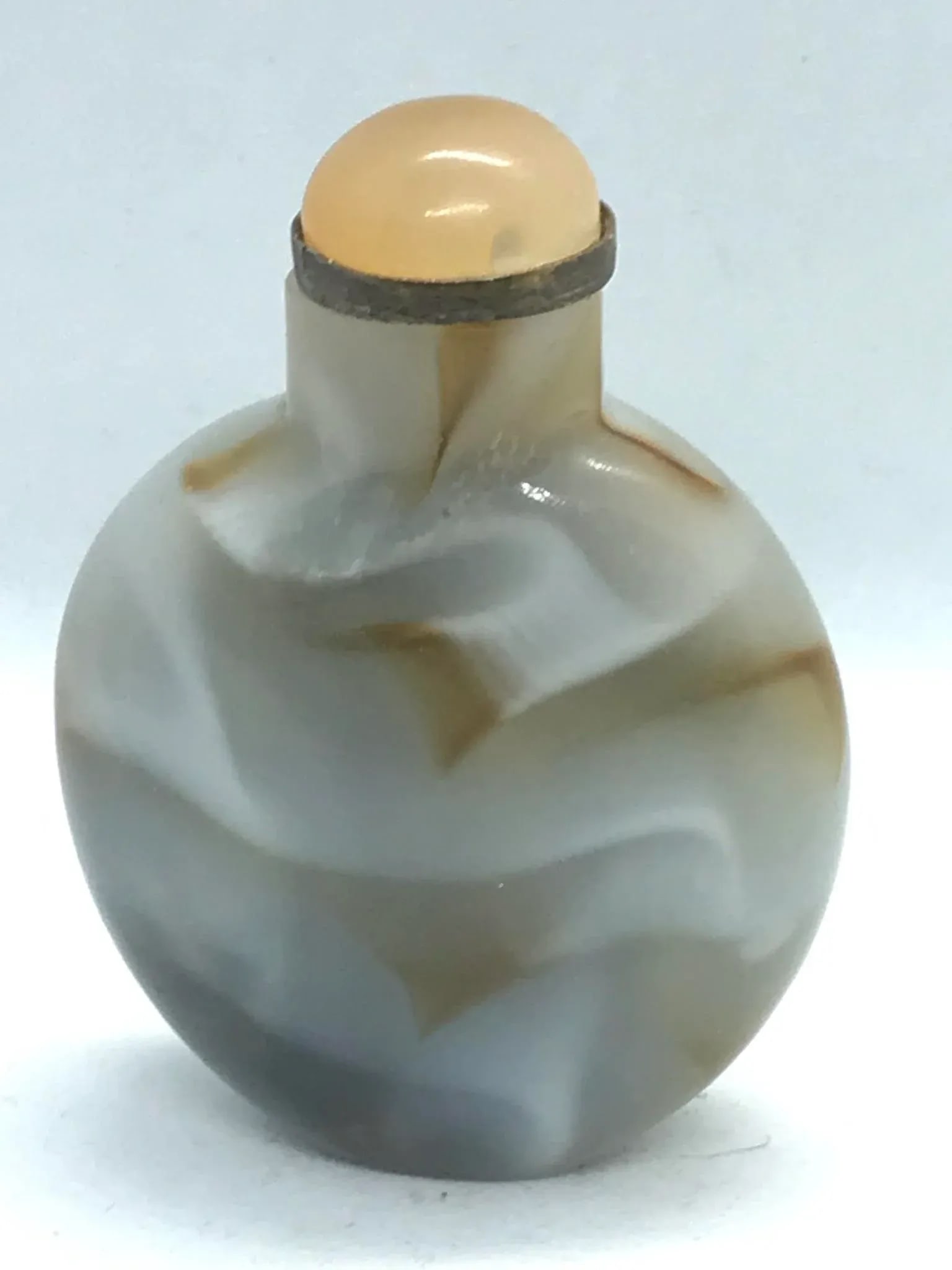 Vintage Glass Snuff Bottle Imitating Banded Agate - 7