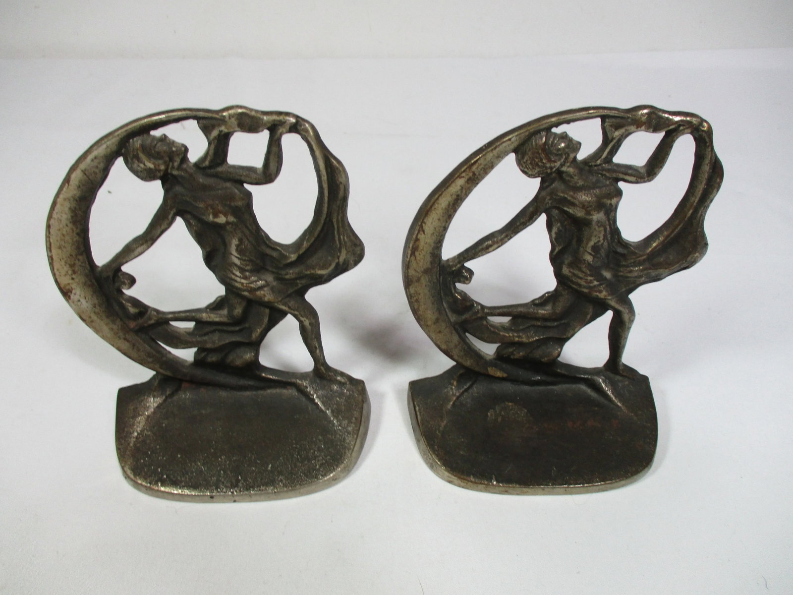 1930s = Art Deco Female Dancing Iron Bookends, Pair - 7