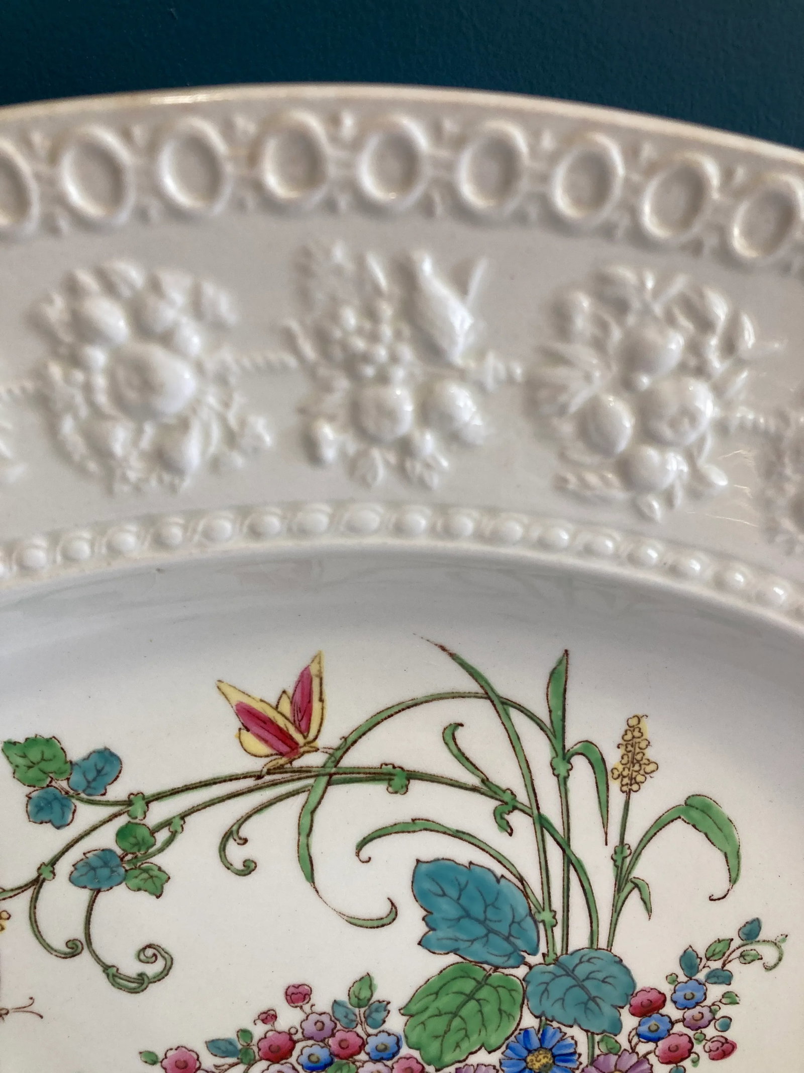 Wedgwood Embossed Floral Oval Platter - English Vintage - 4