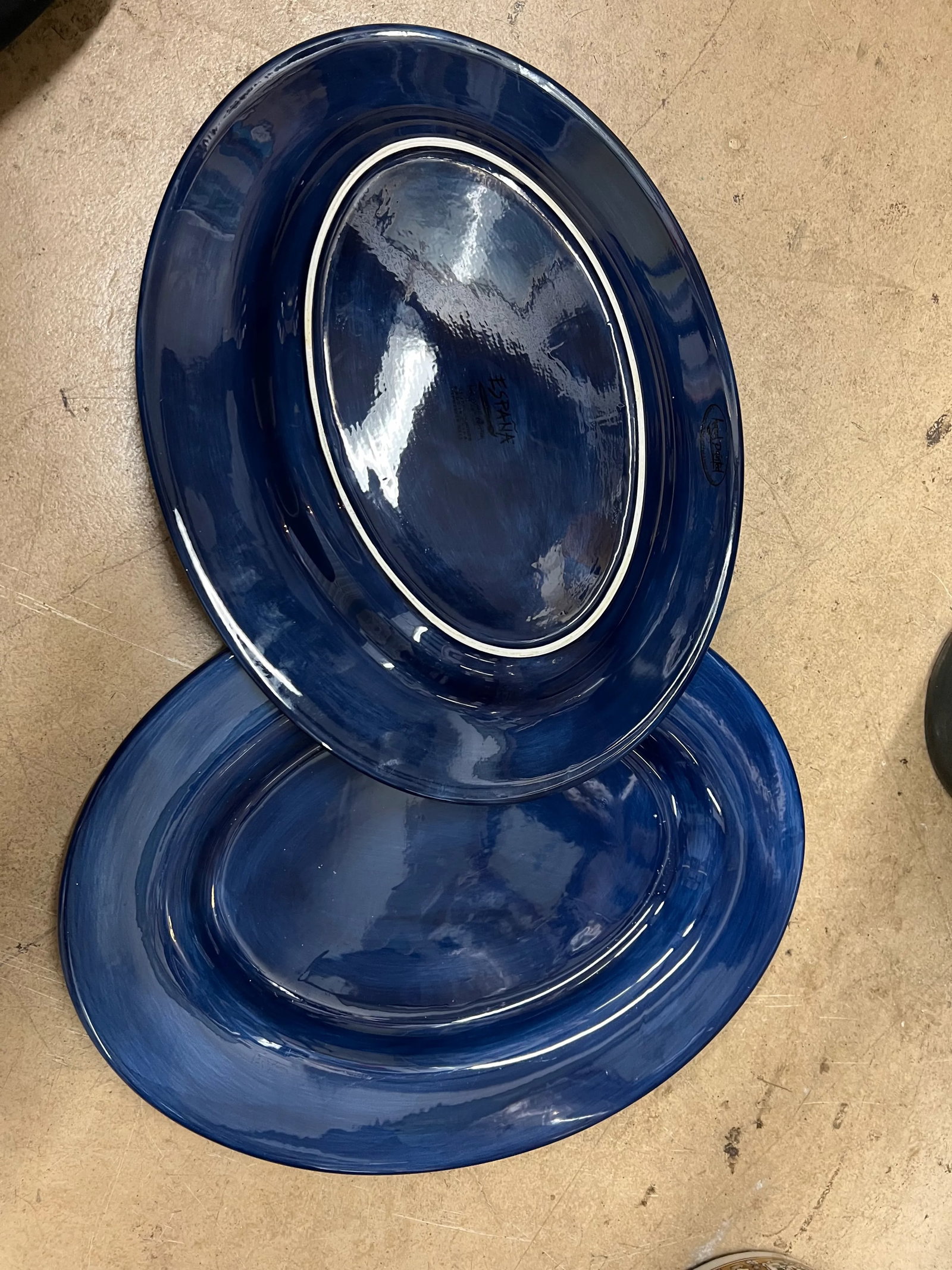 Vintage Blue Platters by Espana- Set of 2 - 2