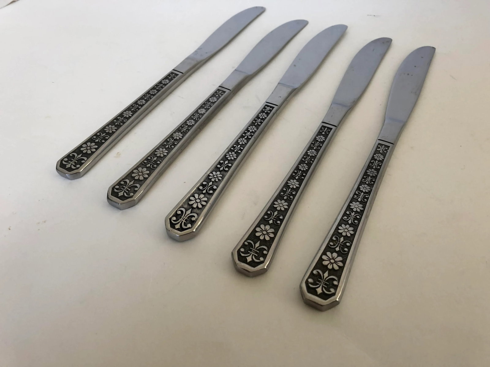 Midcentury French Style Stainless Dinner Knives S/5 - 3