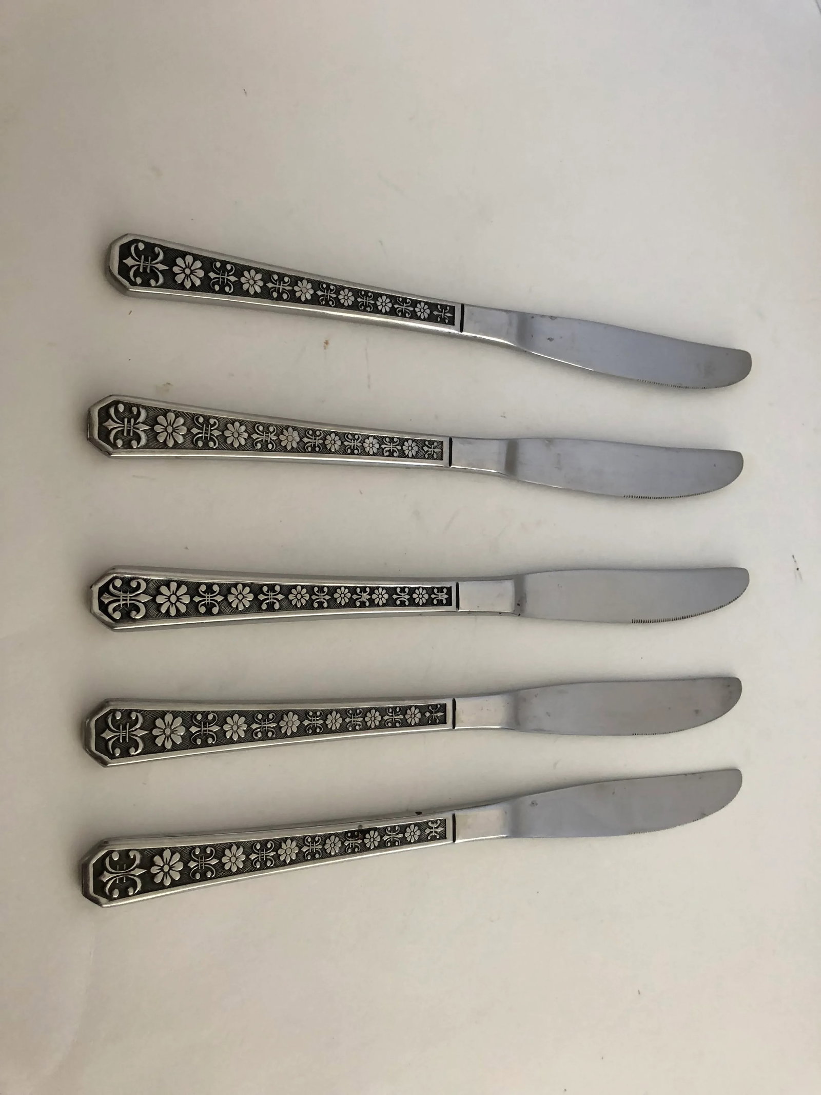Midcentury French Style Stainless Dinner Knives S/5 - 5