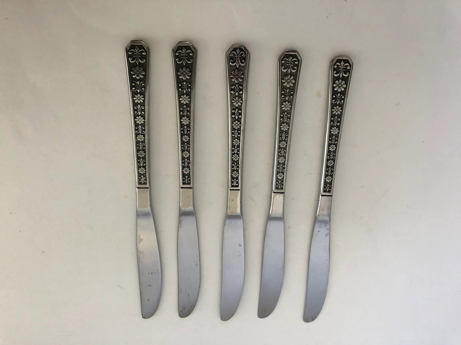 Midcentury French Style Stainless Dinner Knives S/5 - 6