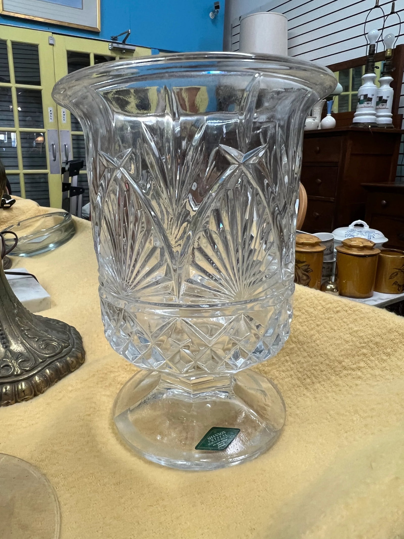 Vintage Pedestal Hurricane Crystal Vase by Shannon in Ireland - 2