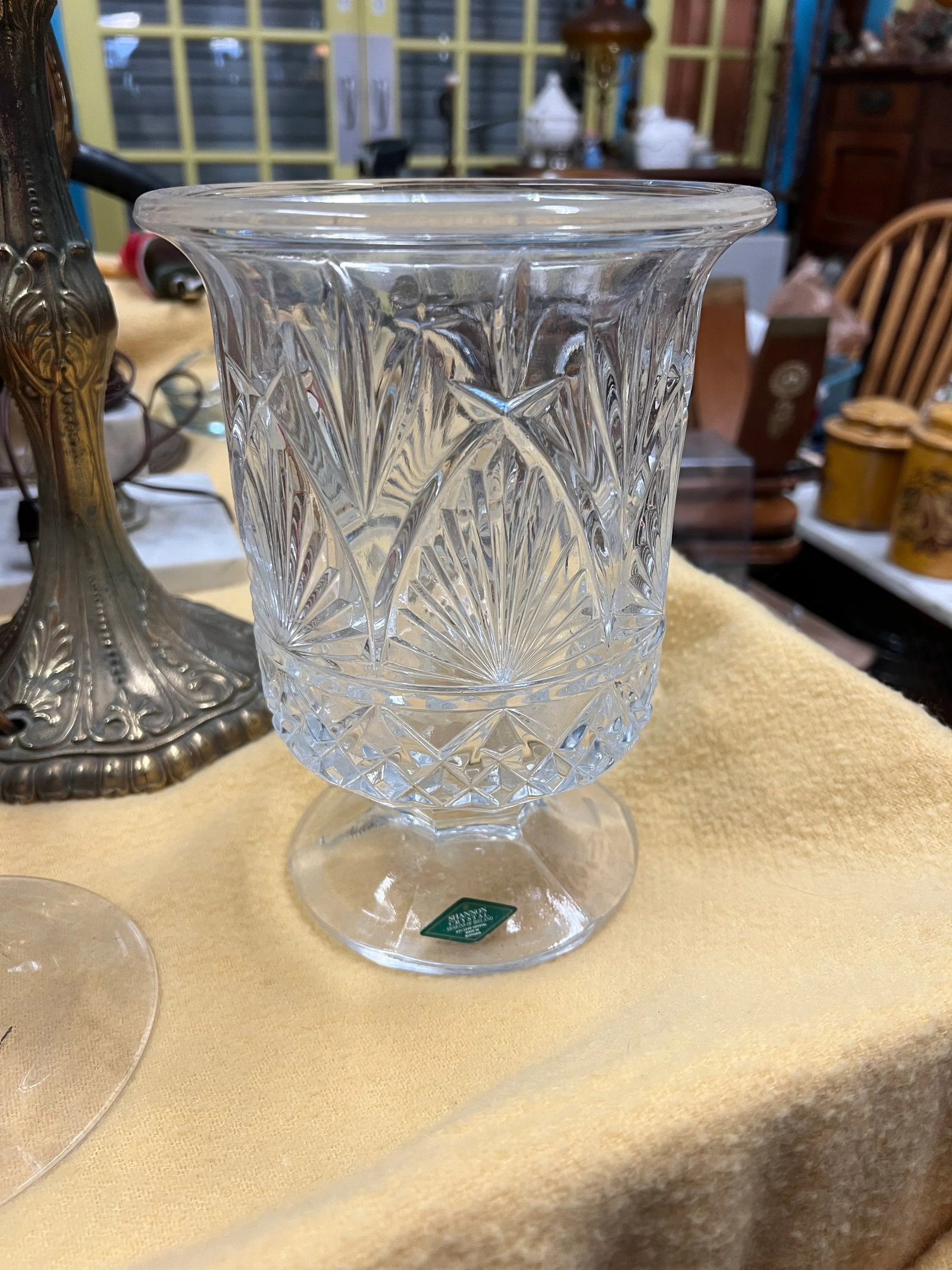 Vintage Pedestal Hurricane Crystal Vase by Shannon in Ireland - 3