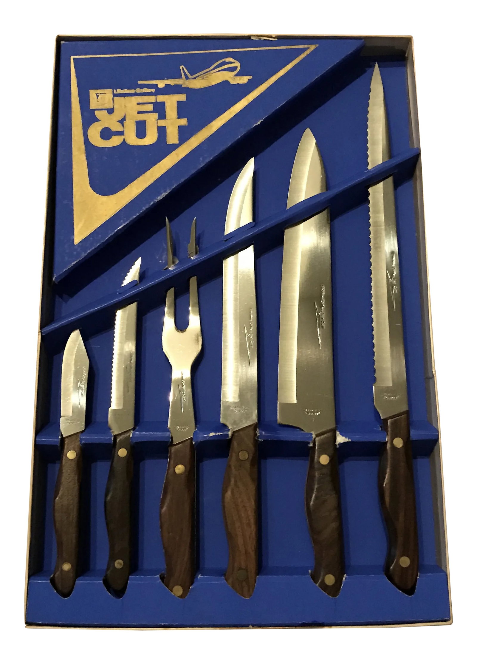 Vintage Japanese Lifetime Cutlery Jet Cut Carving Set: This Was An Estate Find. Japanese Carving Knife Set Appears To Have Never Been Used With A Lifetime Warranty. Wood Handles And Very Sharp Edges. Condition: Alterations: Original Condition Unaltered