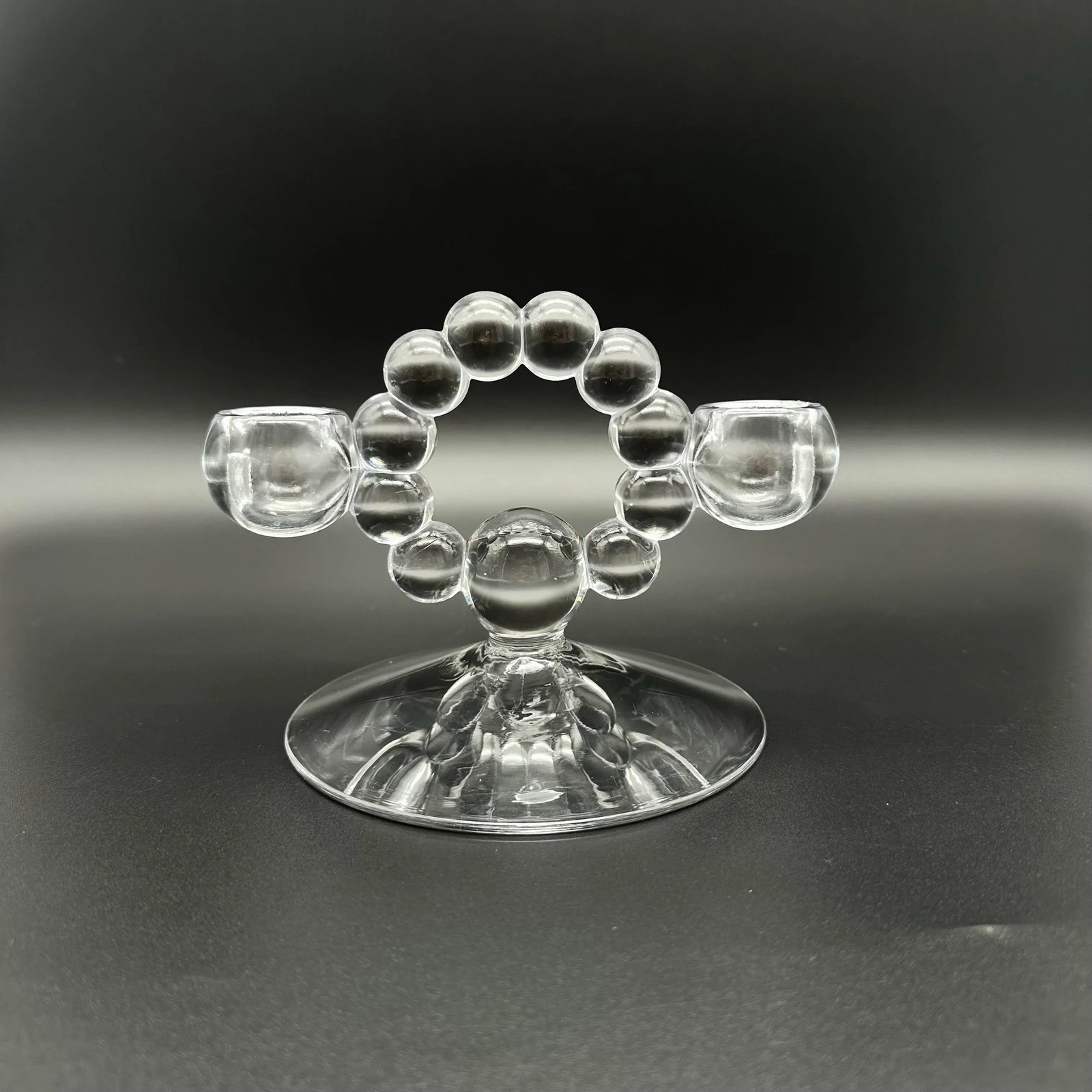 Vintage Double Light Candlestick Holders Candlewick Clear Blown Glass a Pair - 4