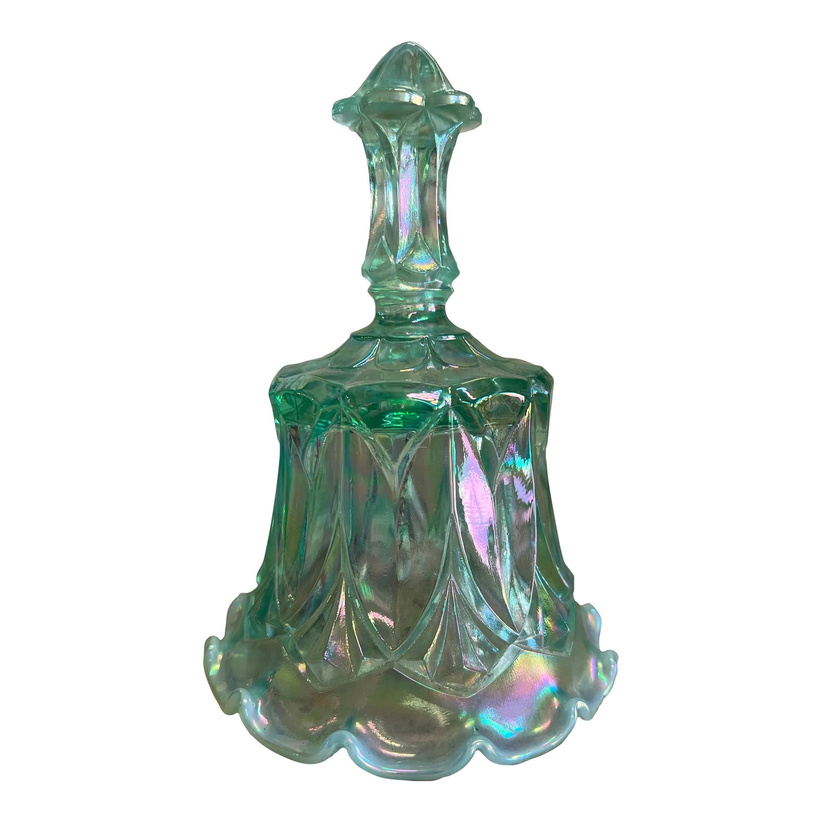 Vintage Aqua Carnival Glass Bell by Fenton (1 of 9)
