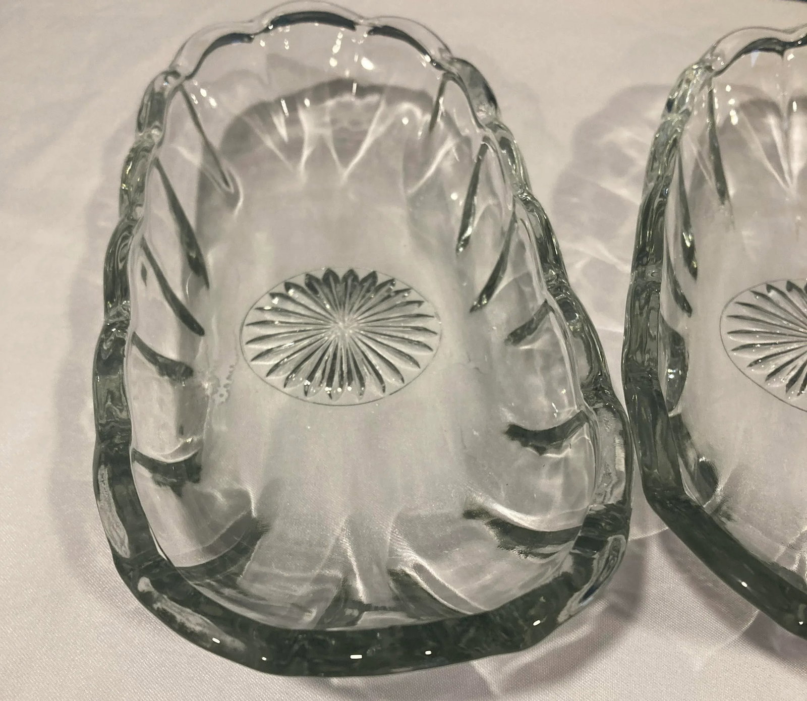 Vintage Clear Glass Corn-on-the-Cob Dishes With Sunburst Design, Set of 4 - 3