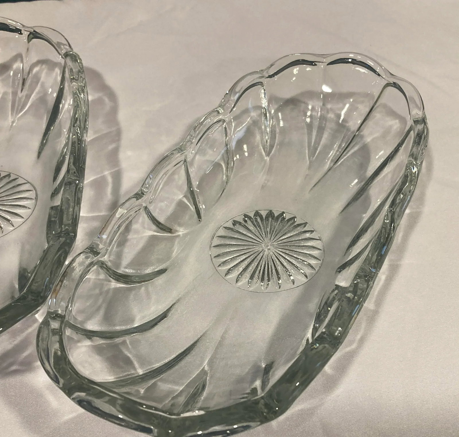 Vintage Clear Glass Corn-on-the-Cob Dishes With Sunburst Design, Set of 4 - 4