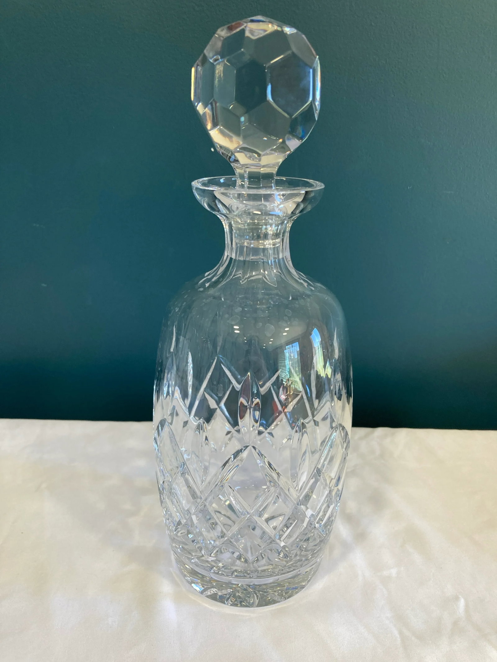 Vintage Cut Crystal Decanter With Faceted Stopper - 2