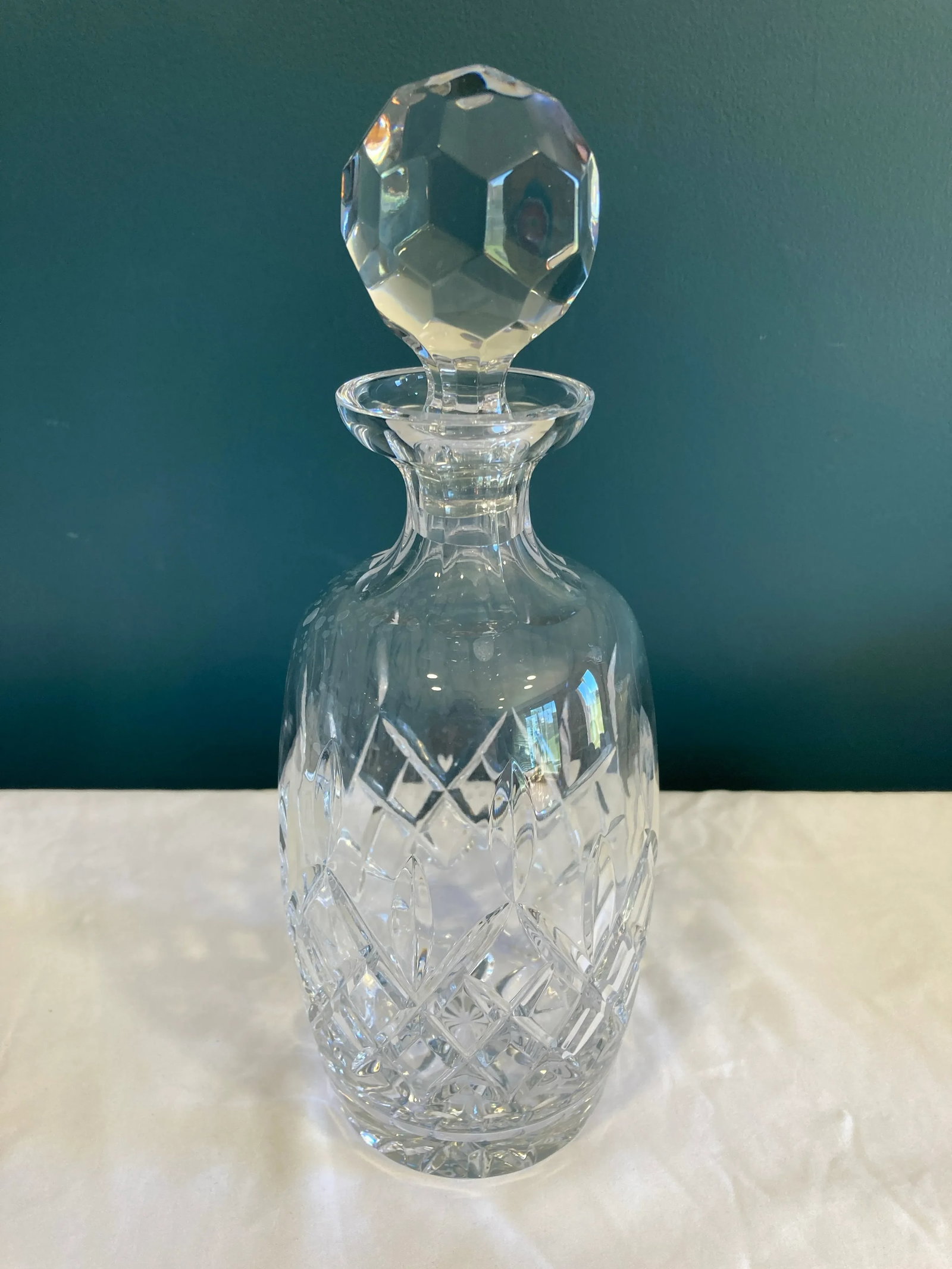 Vintage Cut Crystal Decanter With Faceted Stopper - 3