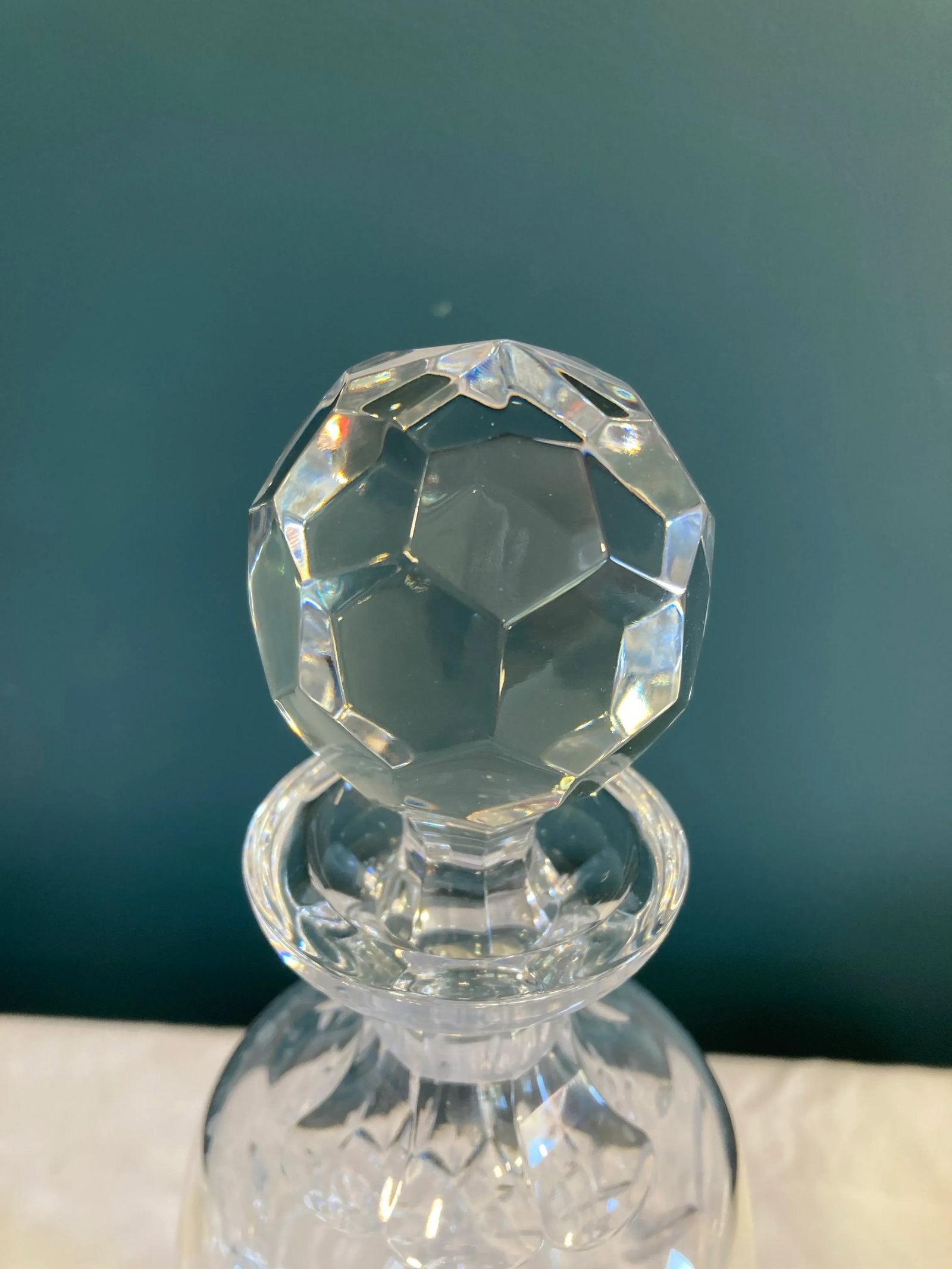 Vintage Cut Crystal Decanter With Faceted Stopper - 4