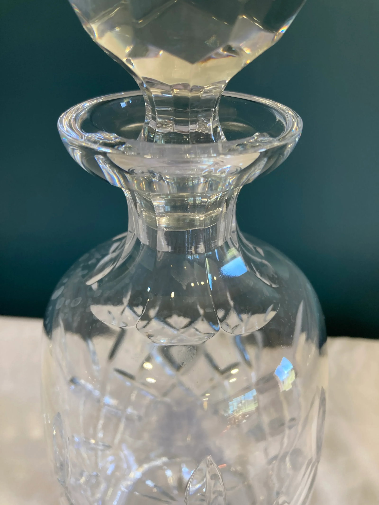 Vintage Cut Crystal Decanter With Faceted Stopper - 5