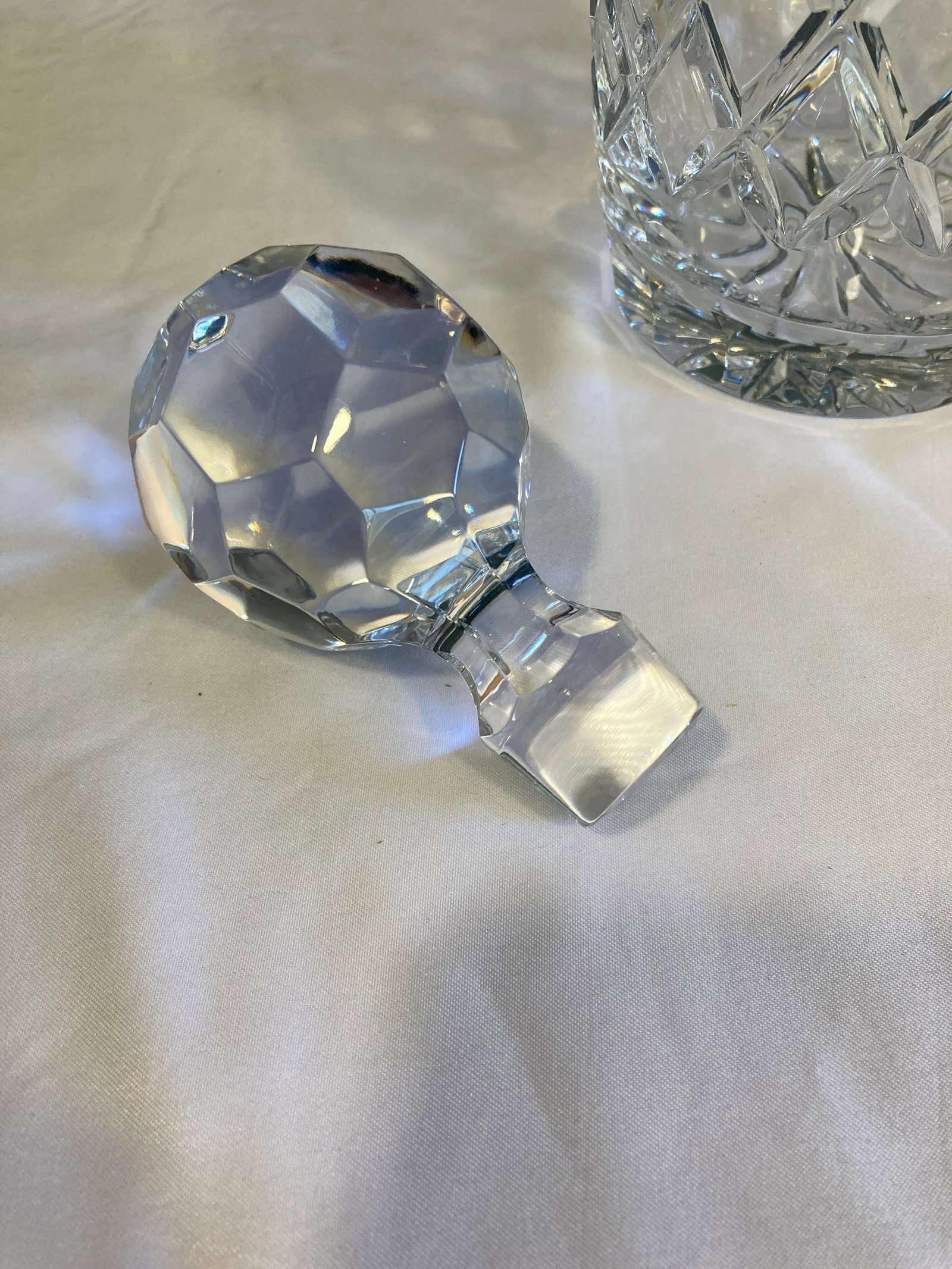 Vintage Cut Crystal Decanter With Faceted Stopper - 6