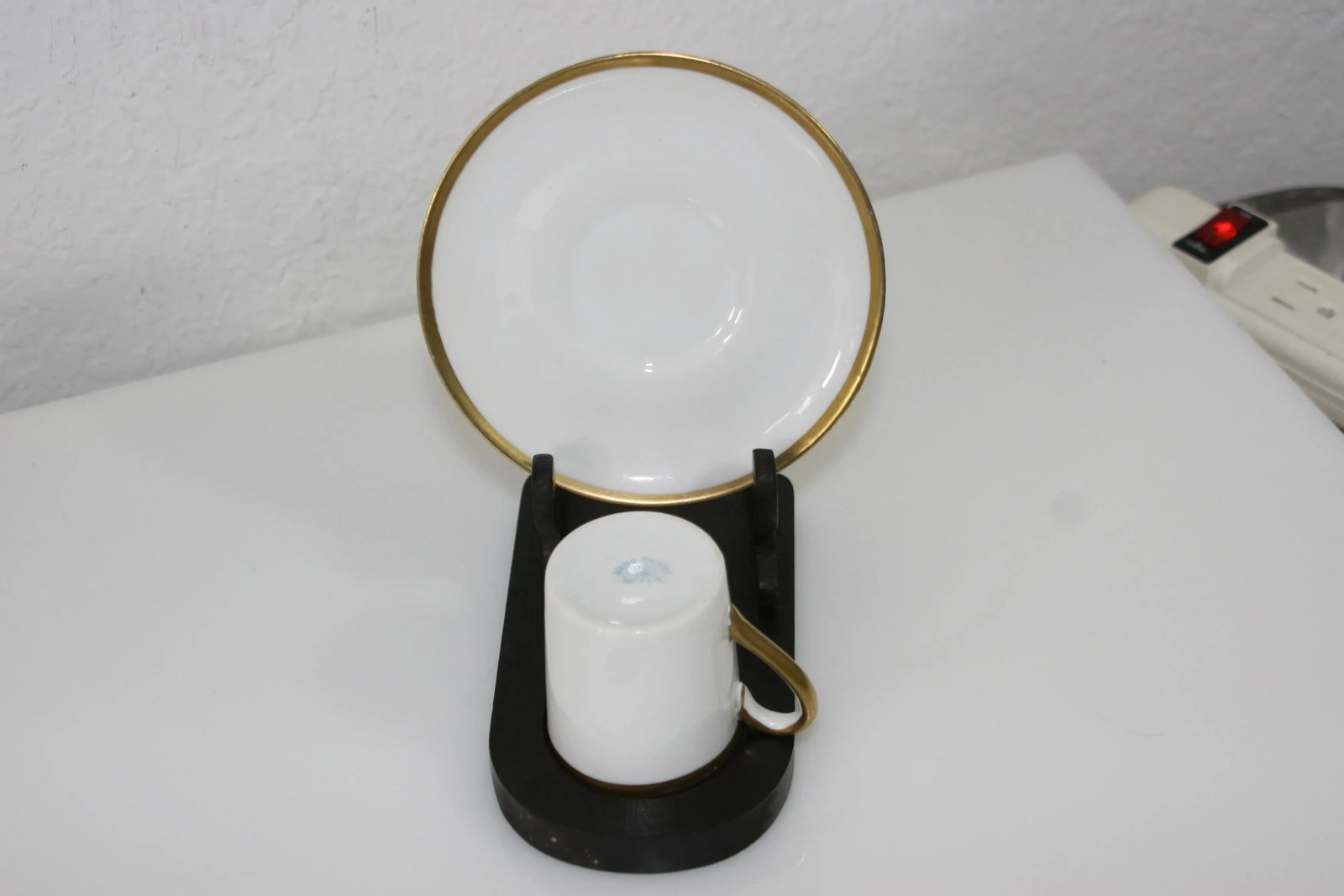 Antique Nippon Hand Painted Porcelain Espresso Demitasse Cup & Saucer White With Gold - 10