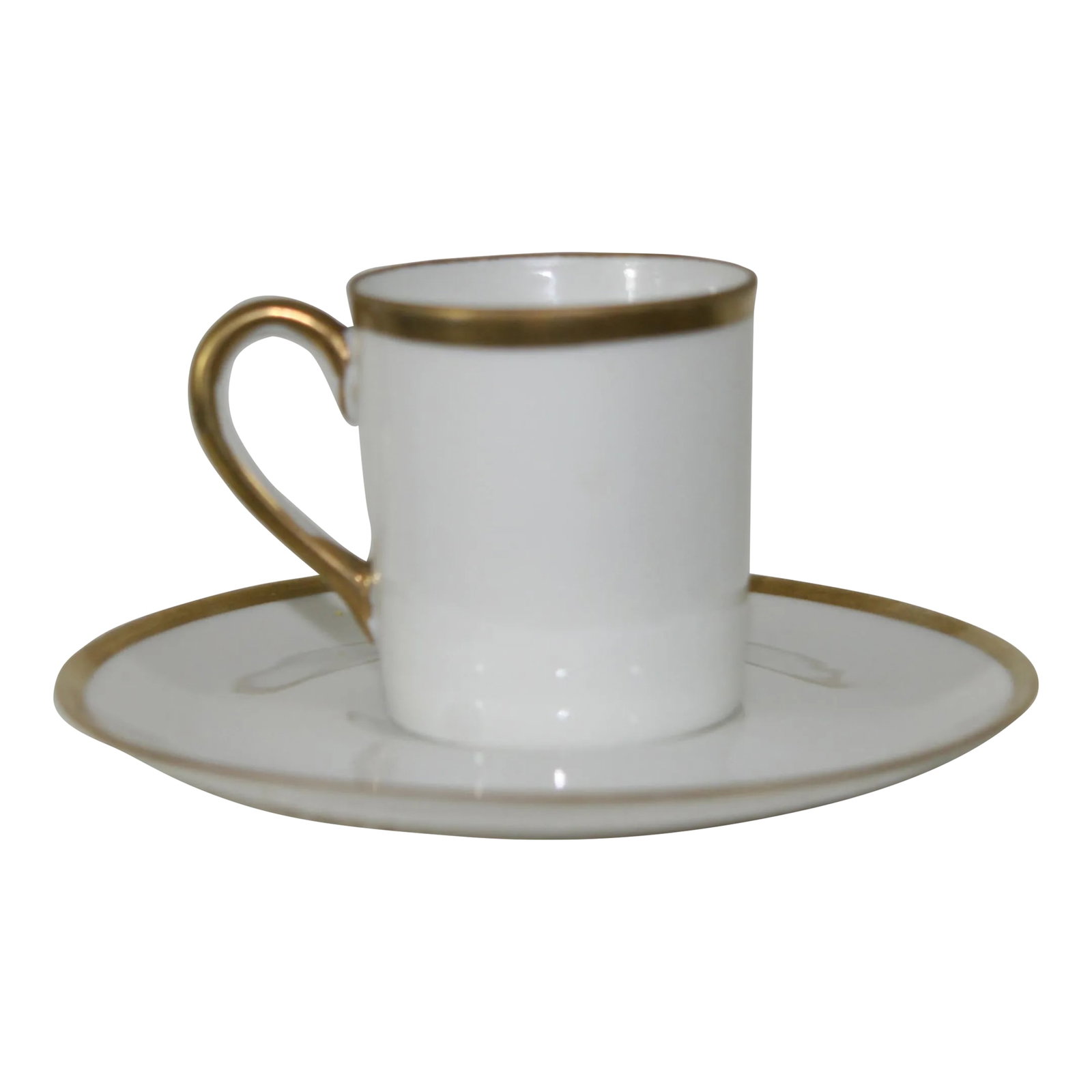 Antique Nippon Hand Painted Porcelain Espresso Demitasse Cup & Saucer White With Gold: Antique Nippon Japan Porcelain White With Gold Trim Demitasse Cup With Matching Saucer This is a delicate, thin, simple demitasse cup and saucer produced in Japan between 1911 and 1921. The cup and