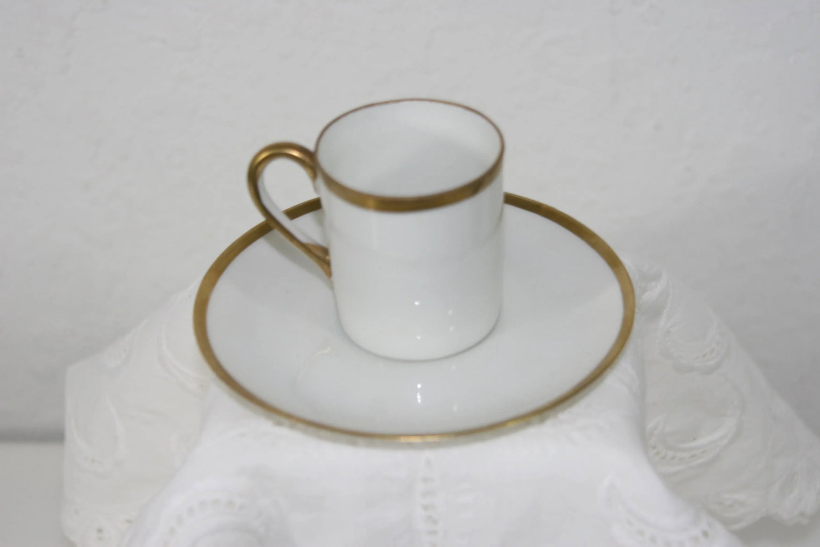 Antique Nippon Hand Painted Porcelain Espresso Demitasse Cup & Saucer White With Gold - 3