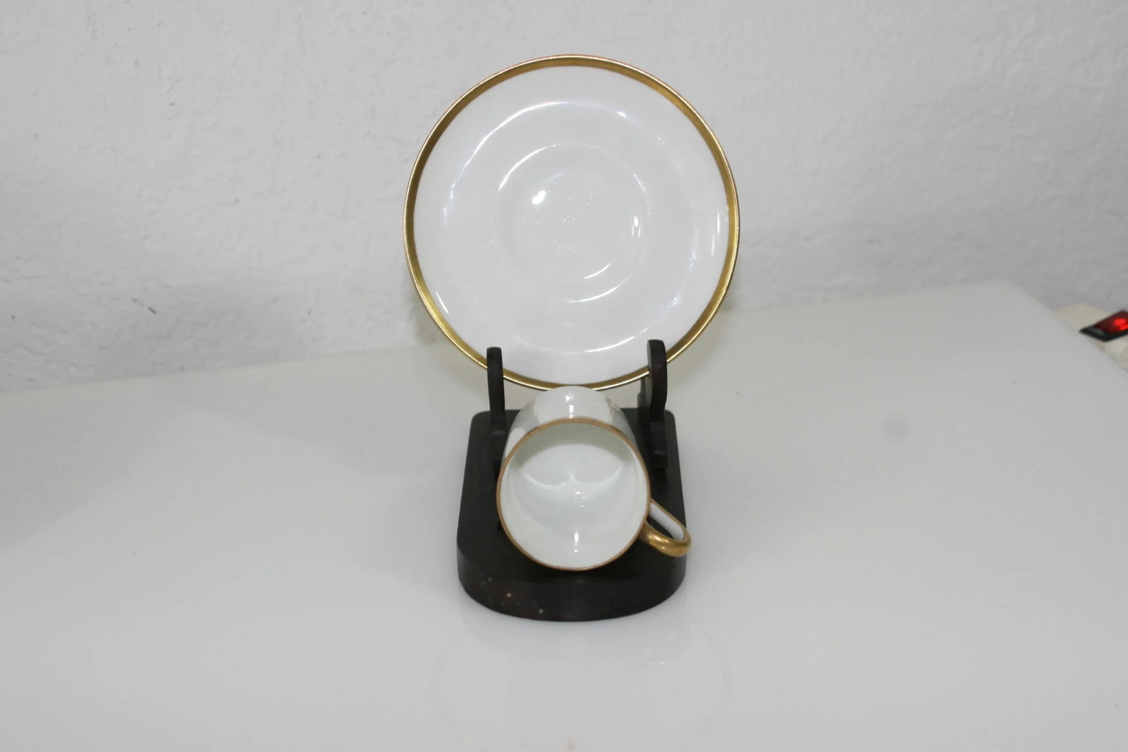 Antique Nippon Hand Painted Porcelain Espresso Demitasse Cup & Saucer White With Gold - 8