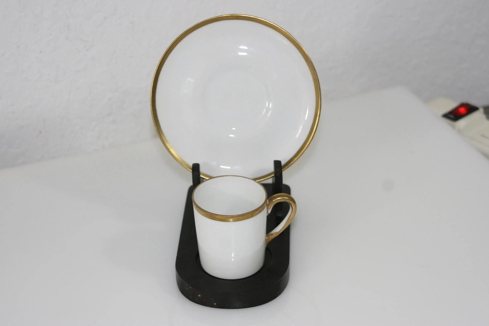 Antique Nippon Hand Painted Porcelain Espresso Demitasse Cup & Saucer White With Gold - 9