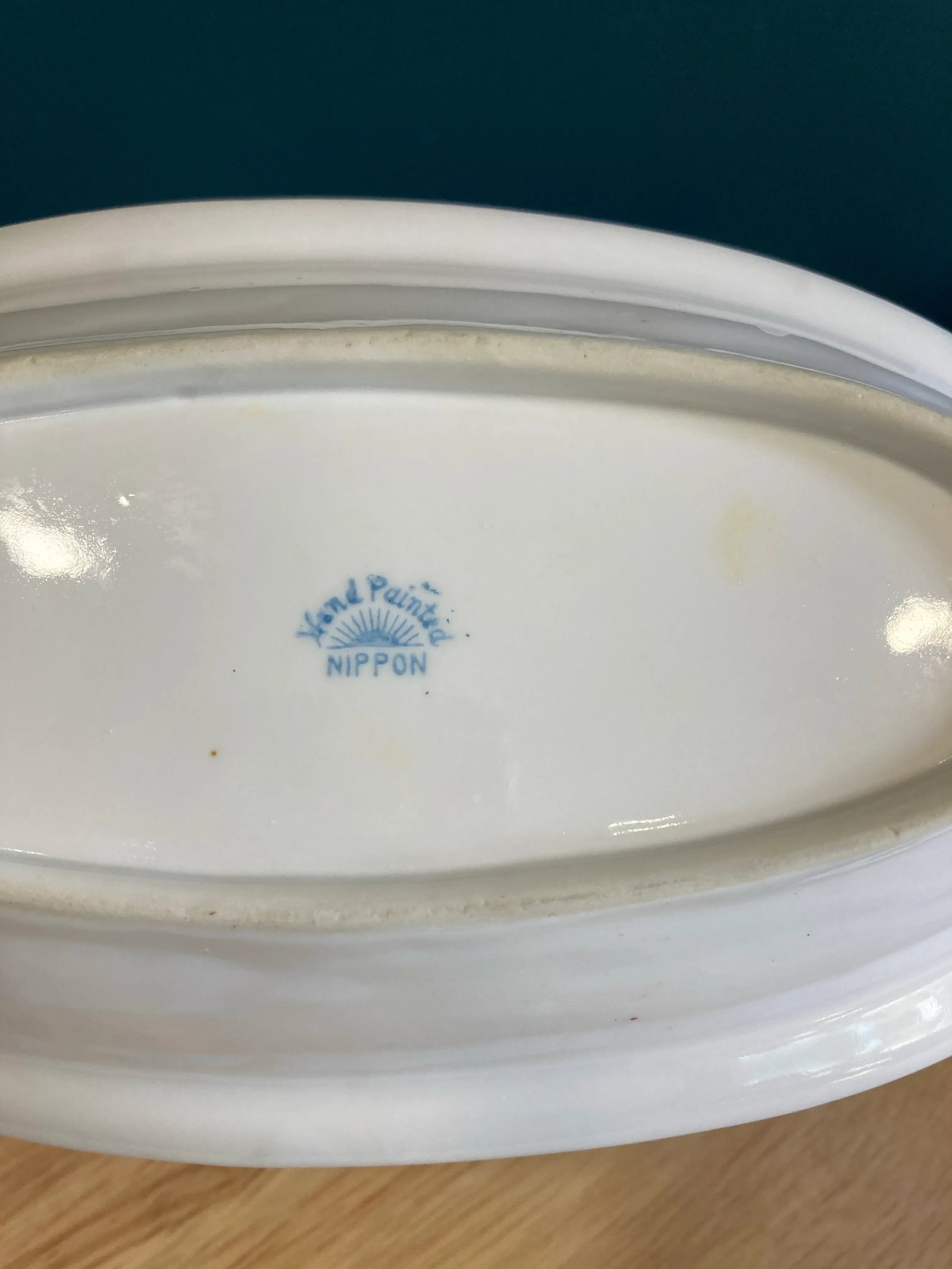 Vintage Noritake Nippon Hand-Painted Pink Rose Oval Serving Bowl - 6