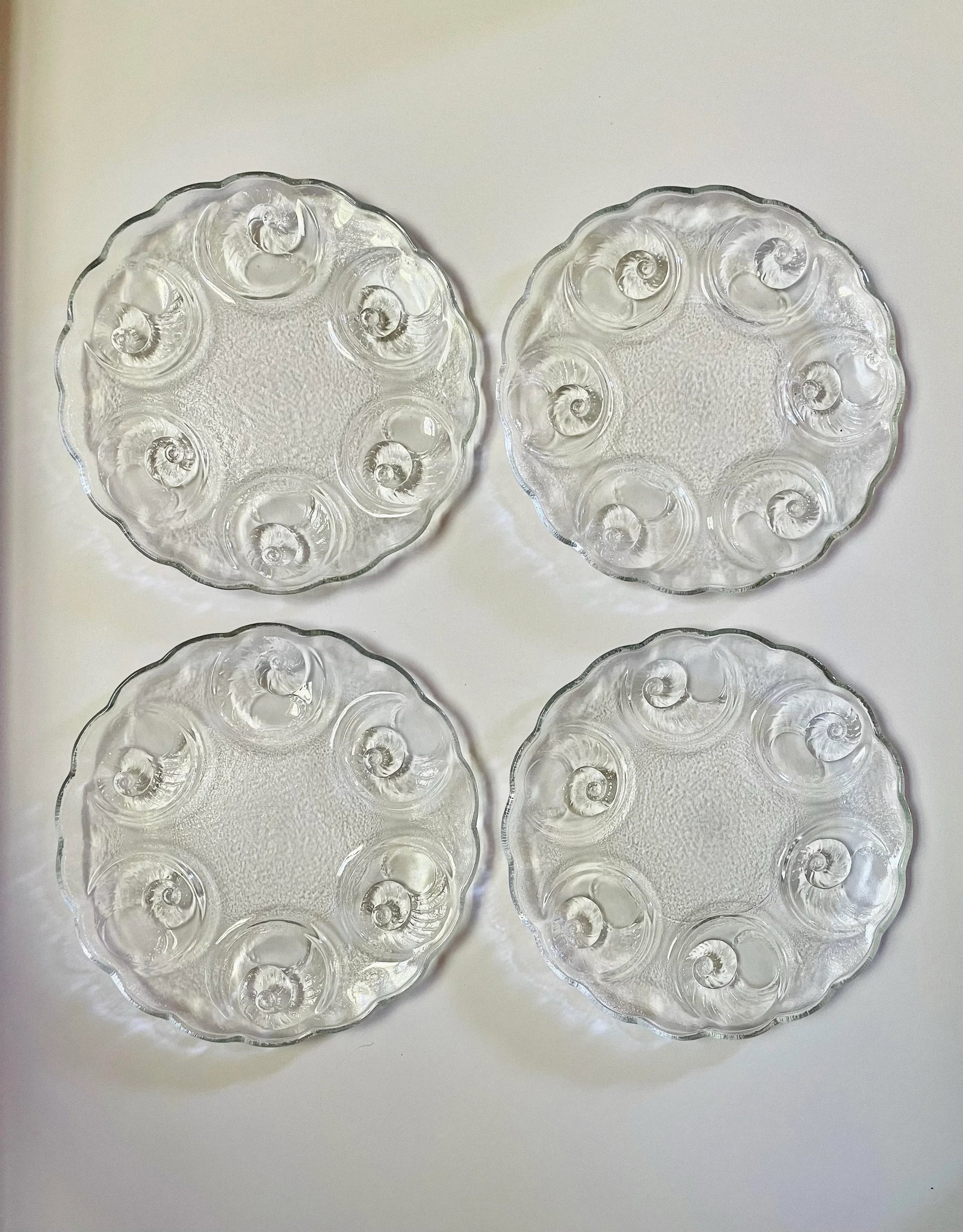 Vintage Spiral Shell Plates- Set of 4 - 4