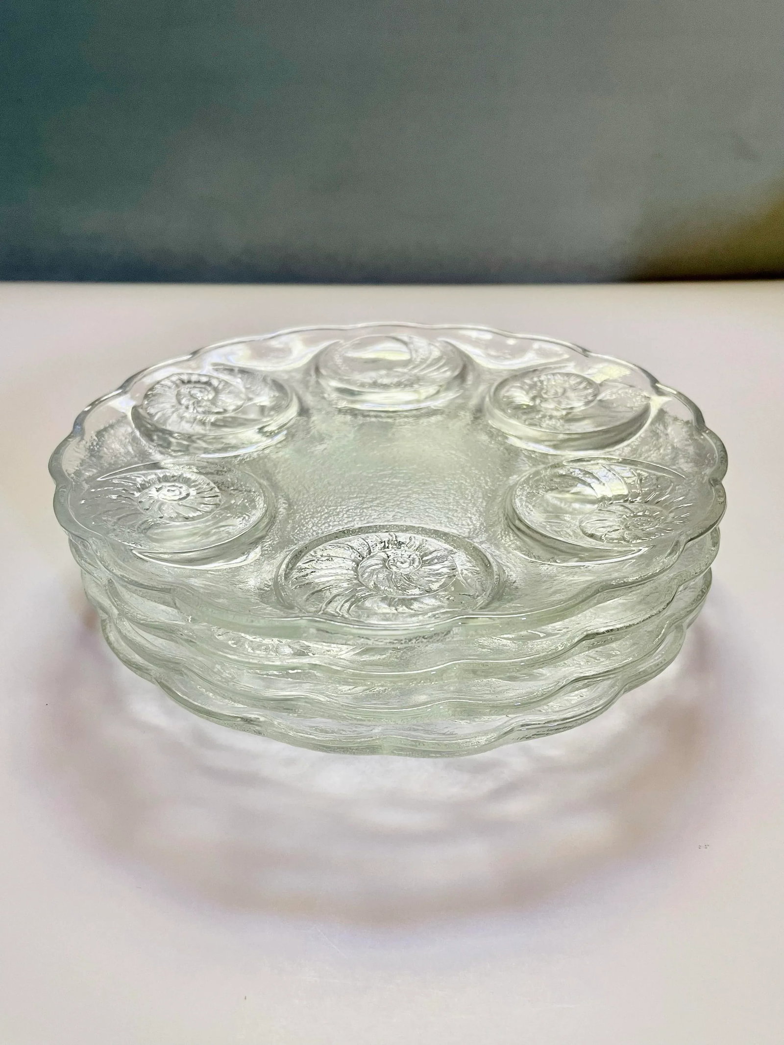 Vintage Spiral Shell Plates- Set of 4 - 7