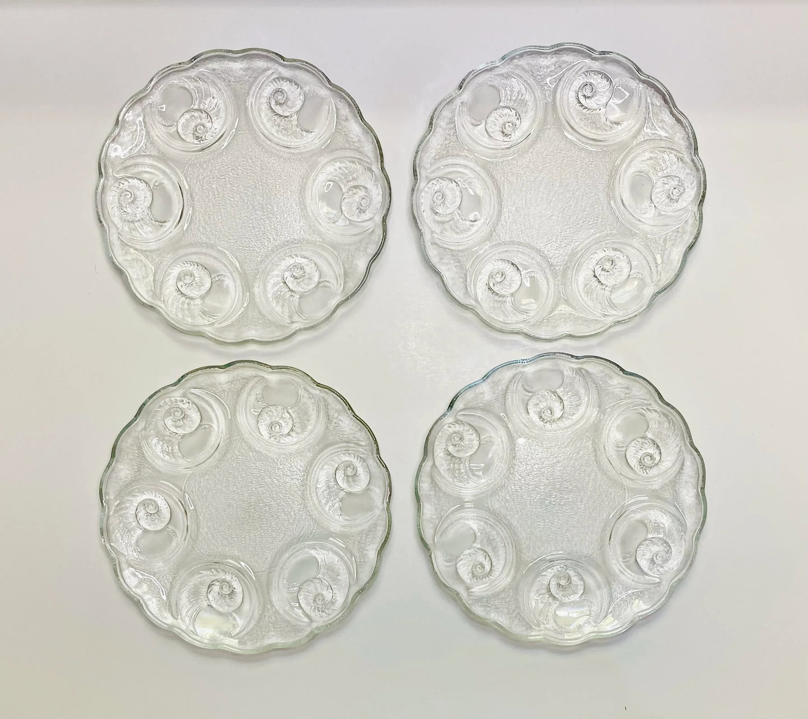 Vintage Spiral Shell Plates- Set of 4 - 8
