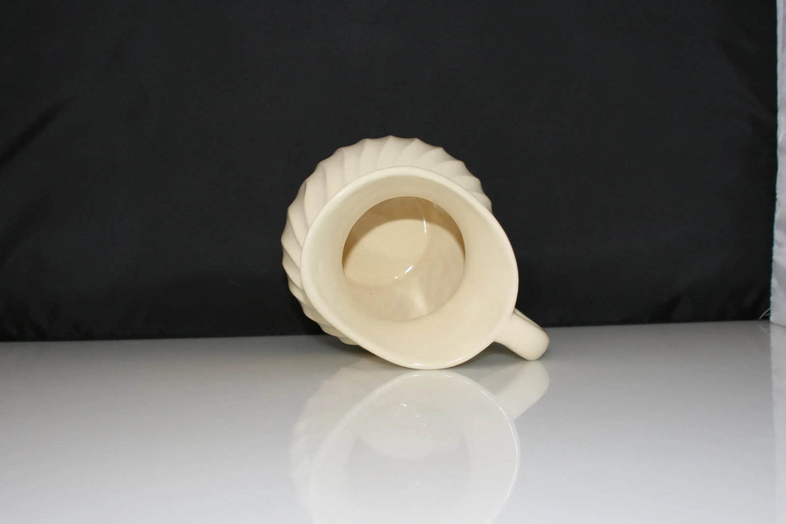 Vintage Fioriware Zanesville Art Pottery Pitcher Cream Color Swirl Design - 10