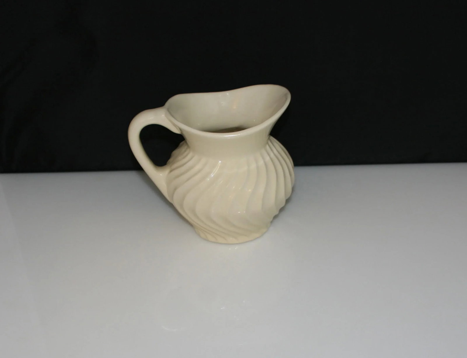 Vintage Fioriware Zanesville Art Pottery Pitcher Cream Color Swirl Design - 4